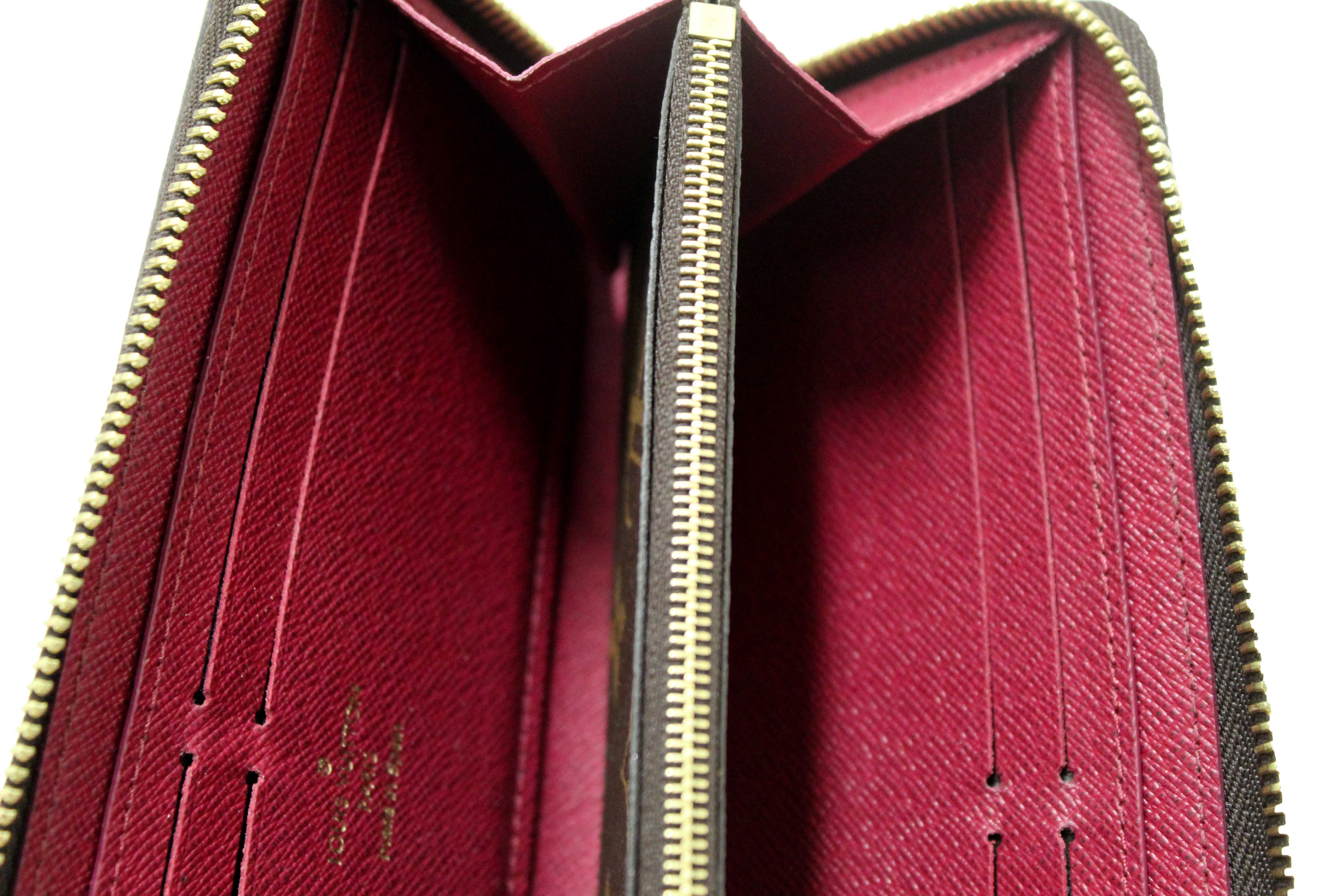 Authentic Louis Vuitton Classic Monogram Fuchsia Clemence Wallet