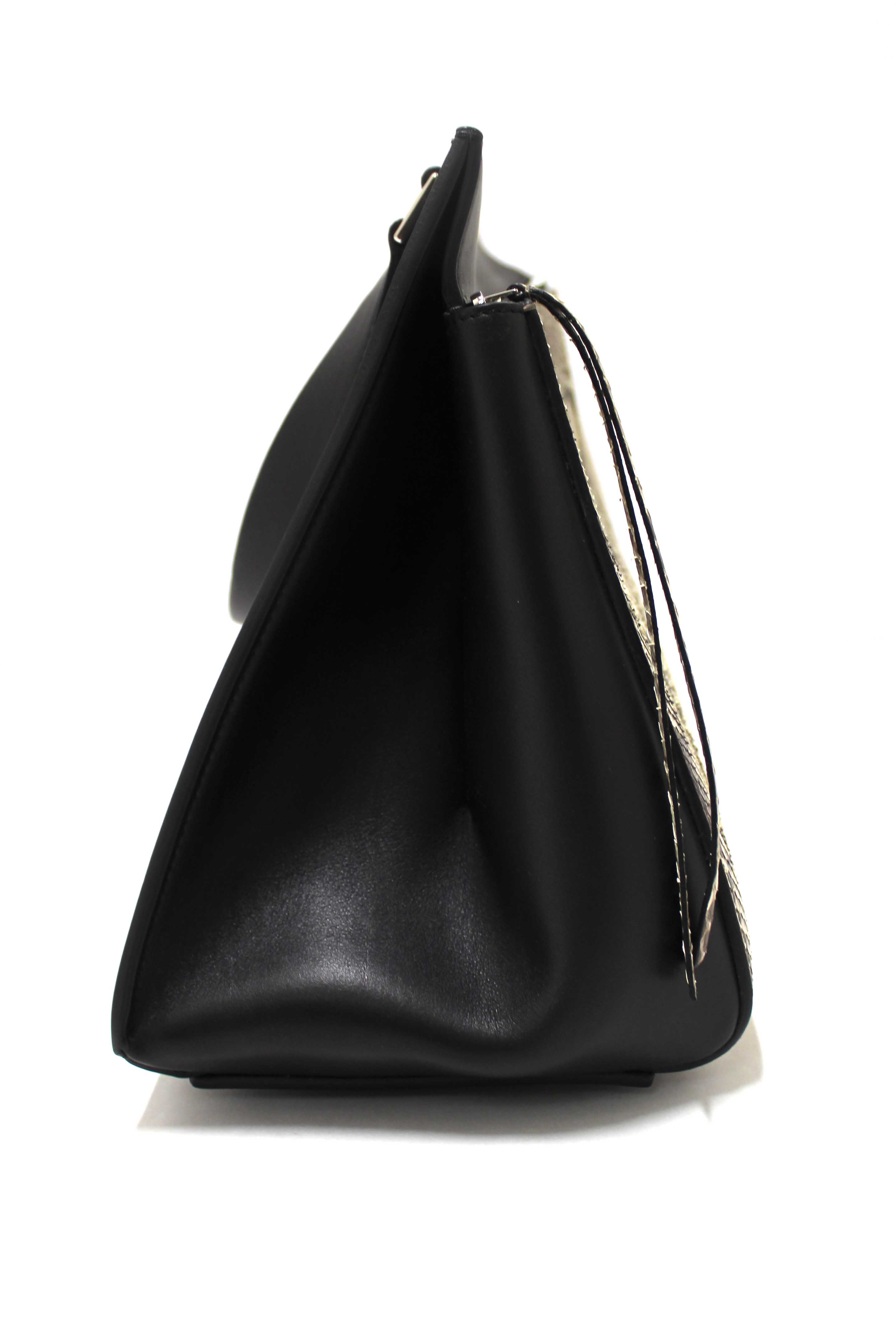 Authentic Celine Python and Black Leather Medium Edge Shoulder Bag