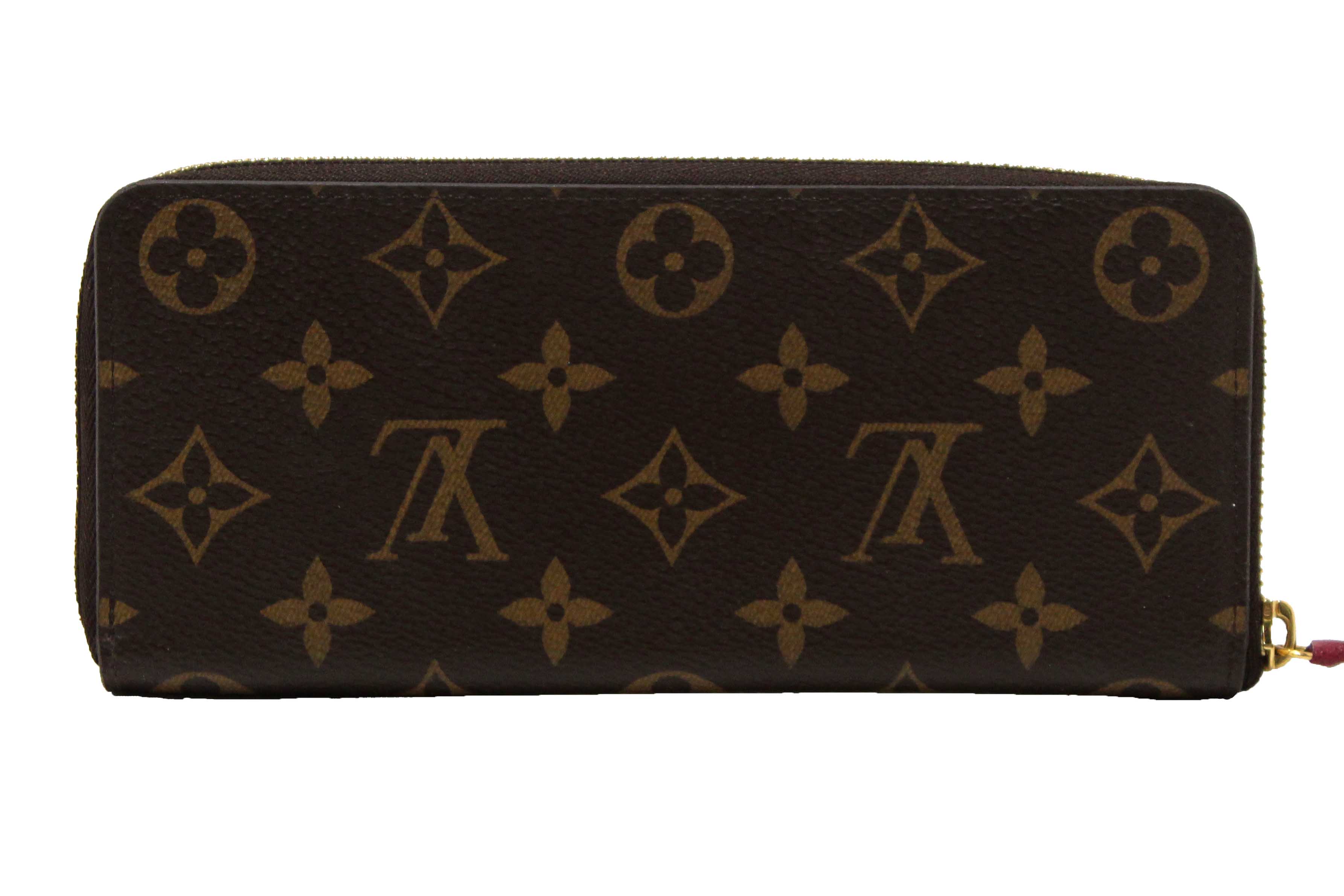 Authentic Louis Vuitton Classic Monogram Fuchsia Clemence Wallet