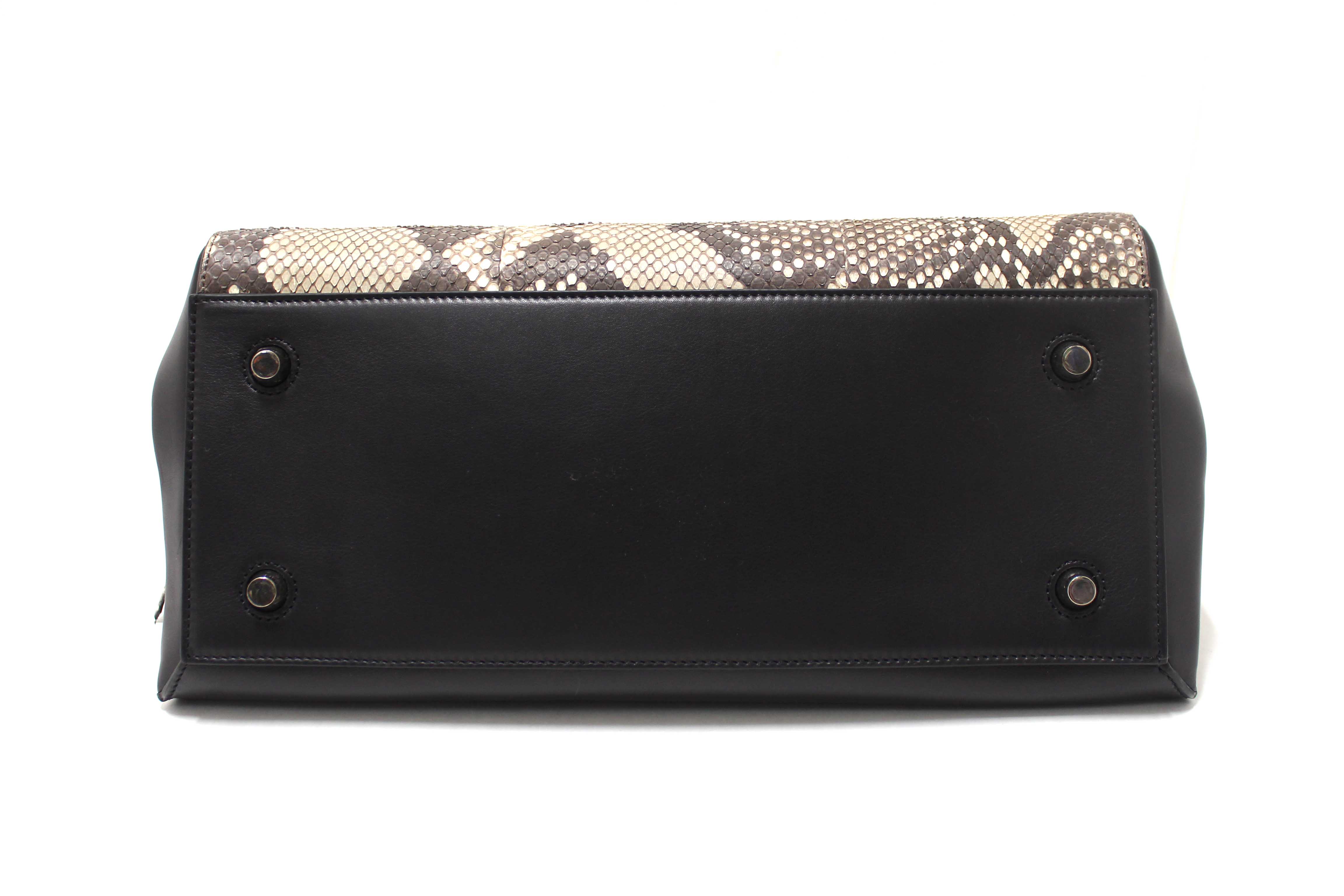 Authentic Celine Python and Black Leather Medium Edge Shoulder Bag