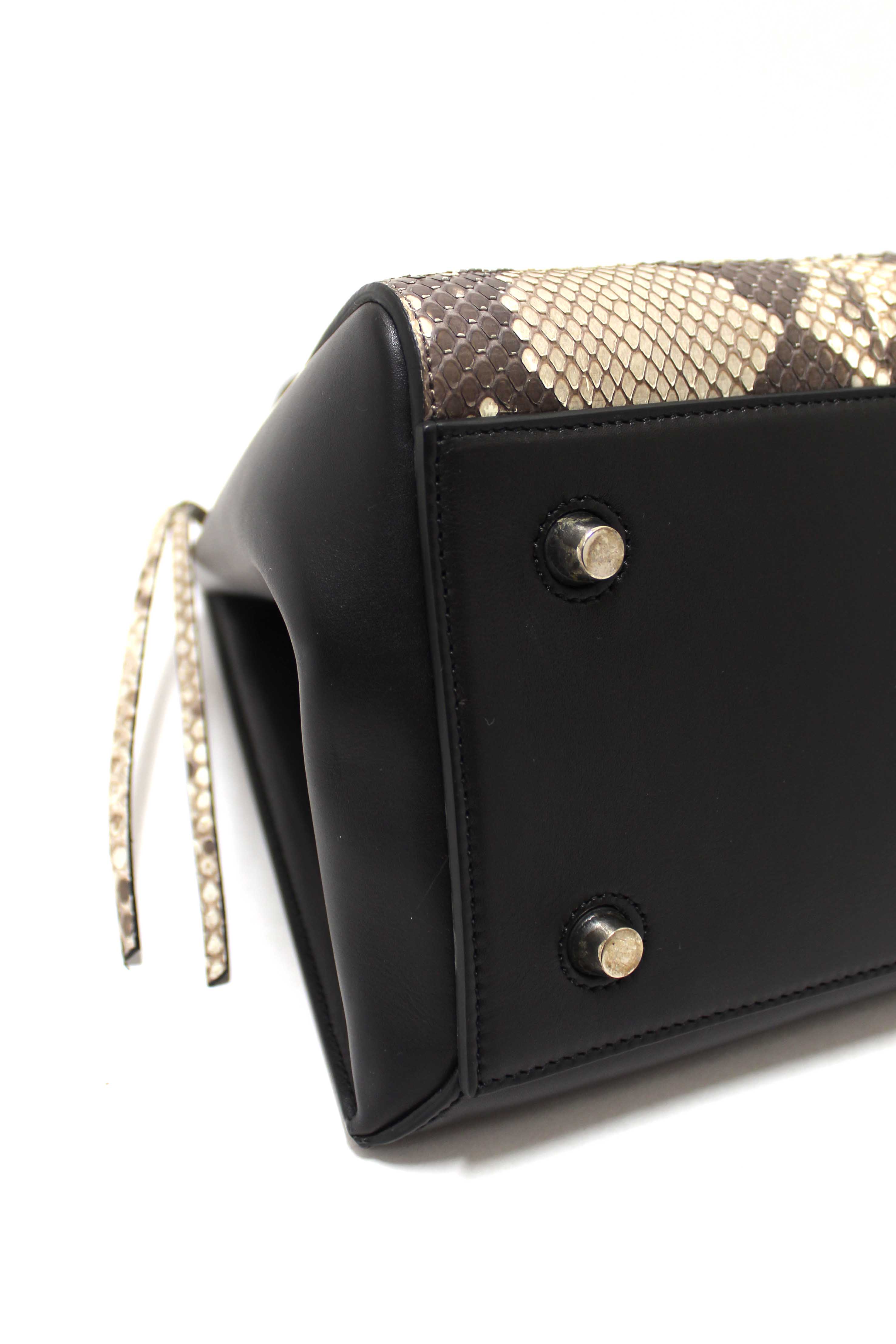 Authentic Celine Python and Black Leather Medium Edge Shoulder Bag