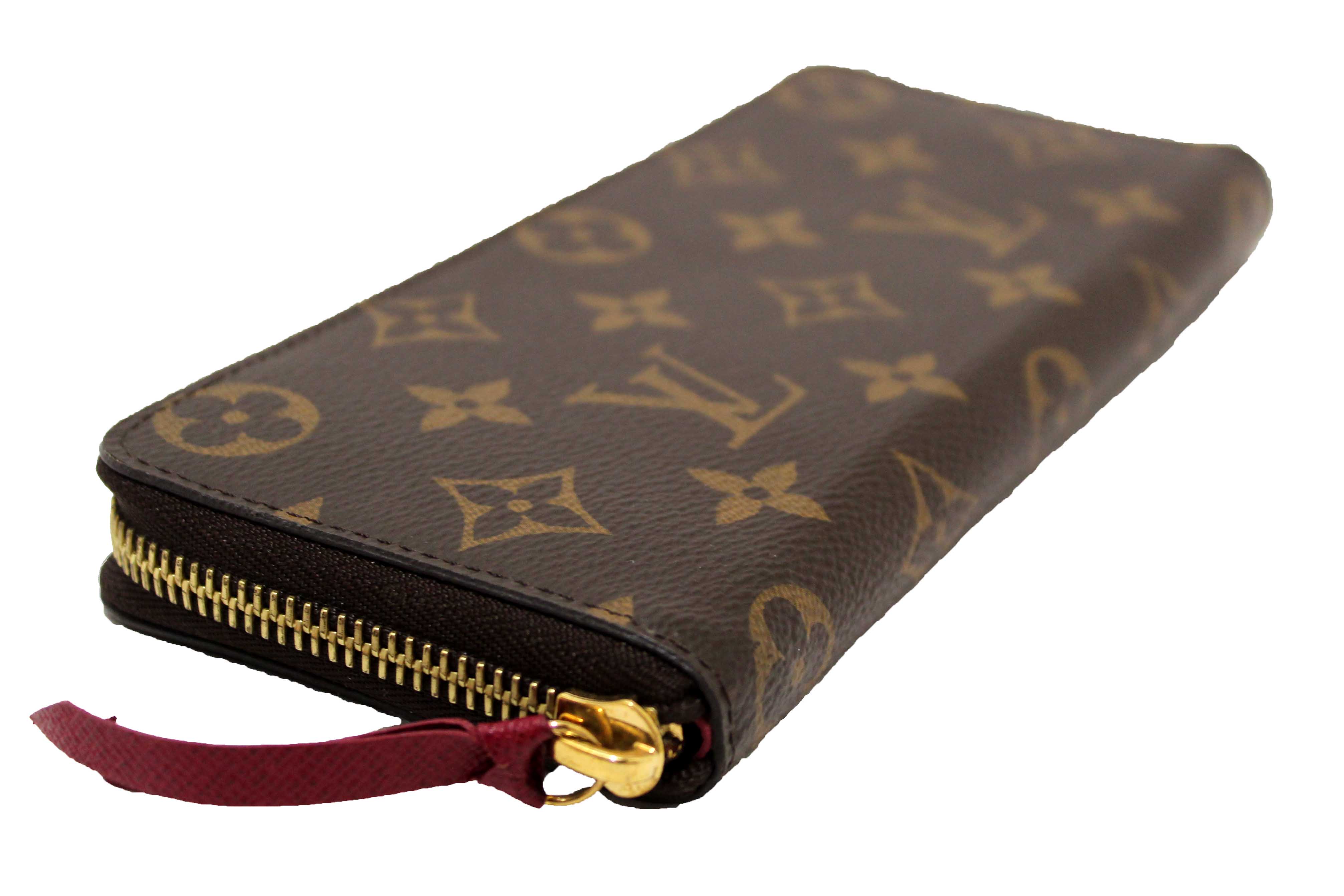 Authentic Louis Vuitton Classic Monogram Fuchsia Clemence Wallet