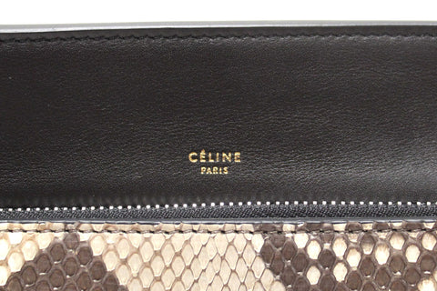 Authentic Celine Python and Black Leather Medium Edge Shoulder Bag