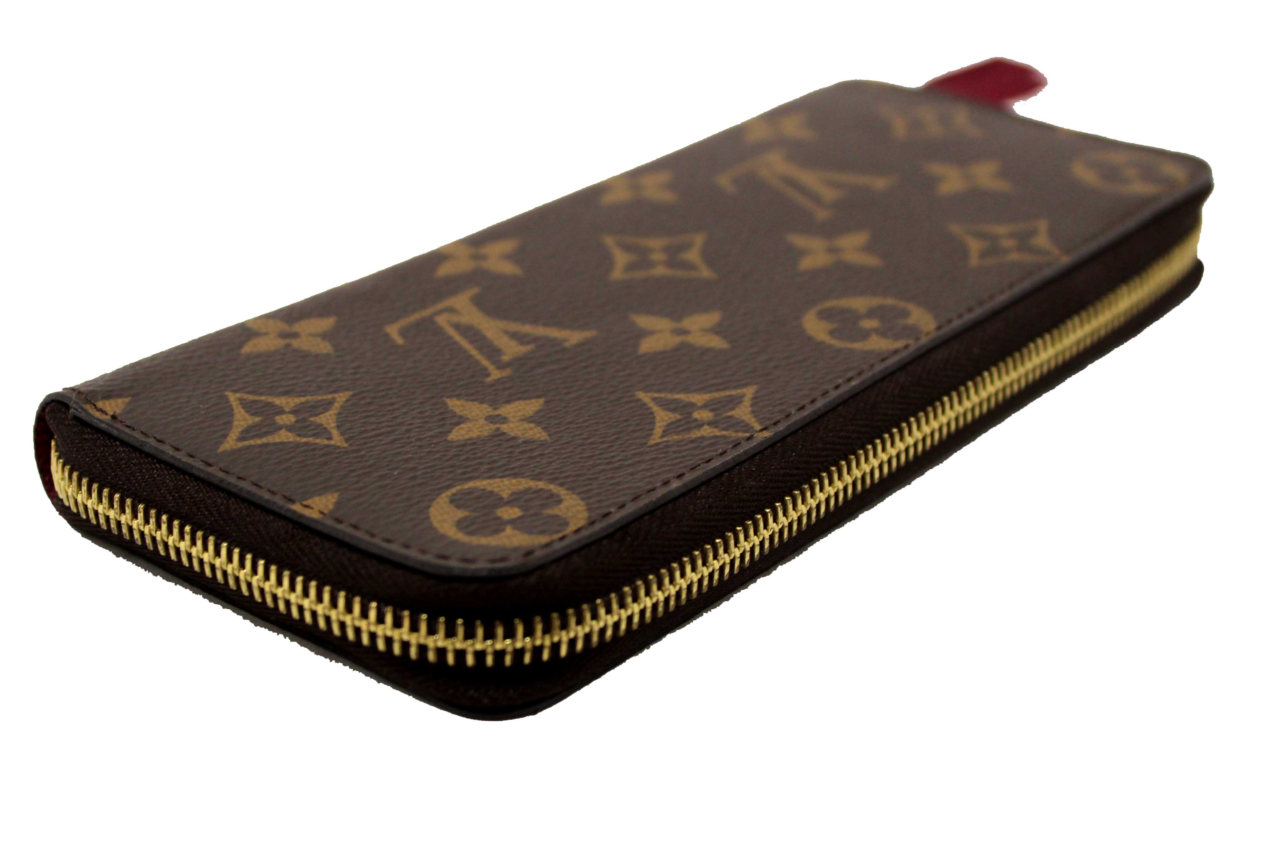 Authentic Louis Vuitton Classic Monogram Fuchsia Clemence Wallet