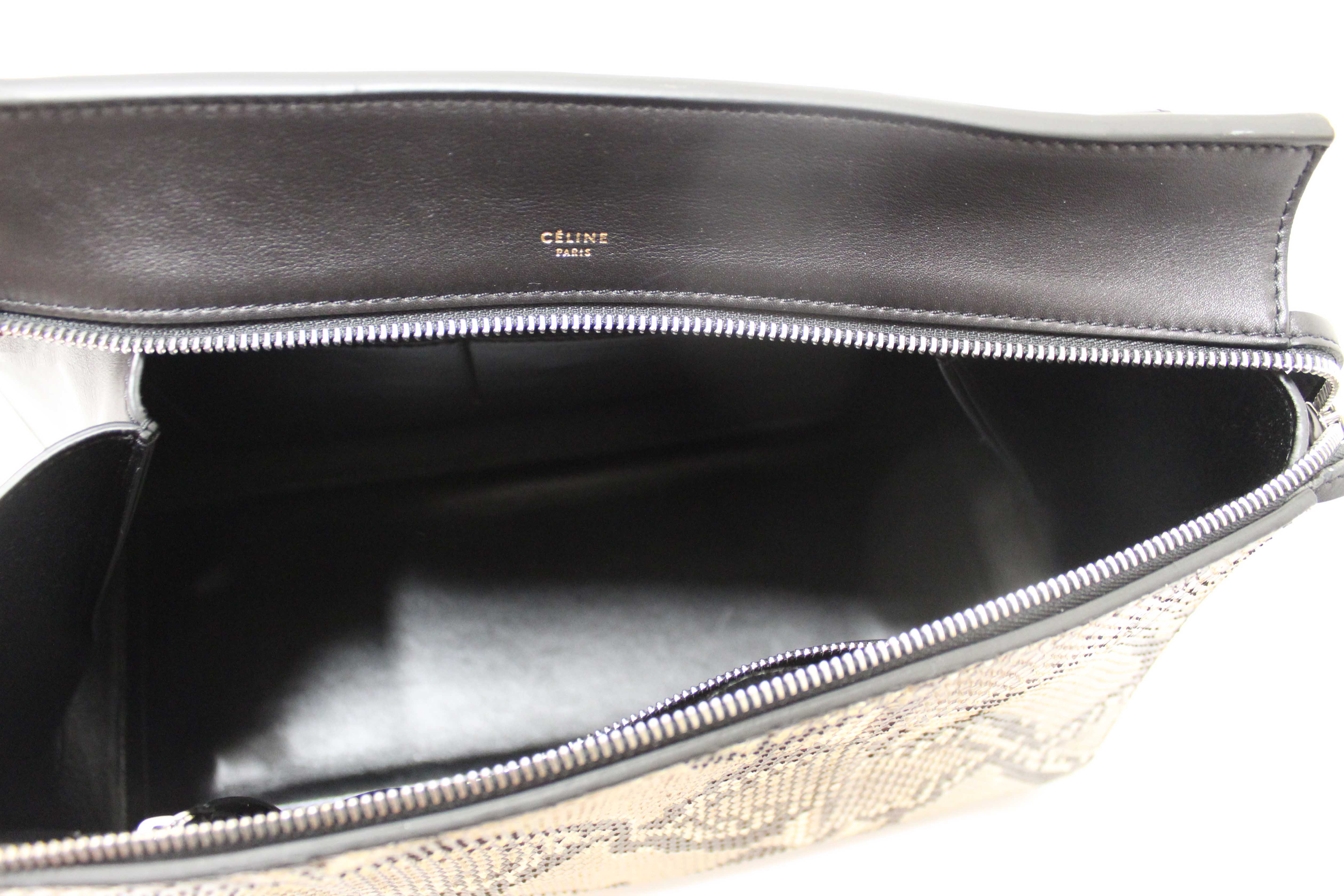 Authentic Celine Python and Black Leather Medium Edge Shoulder Bag