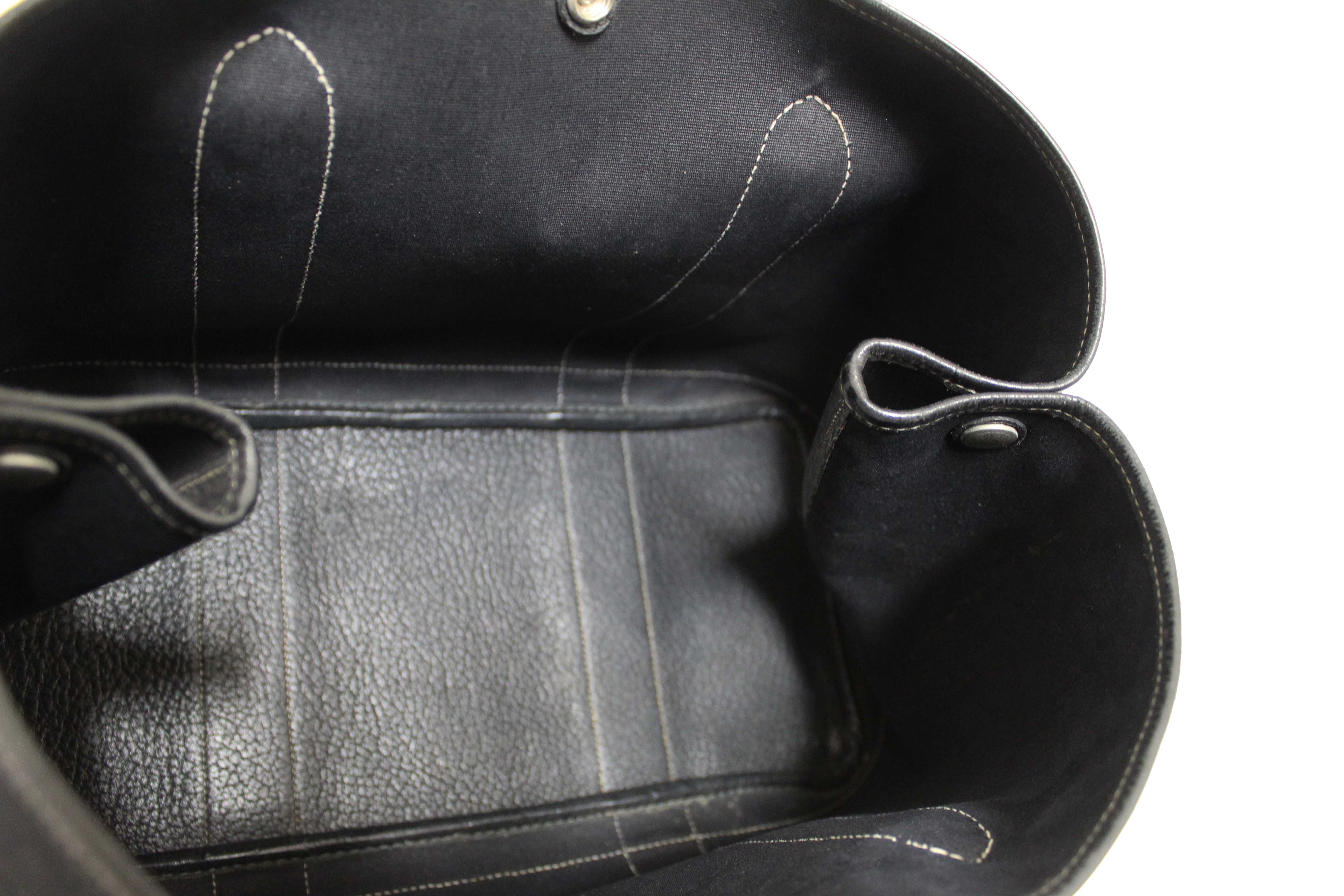 Authentic Hermes Black Toile and Leather Garden Party 36 MM Tote Bag