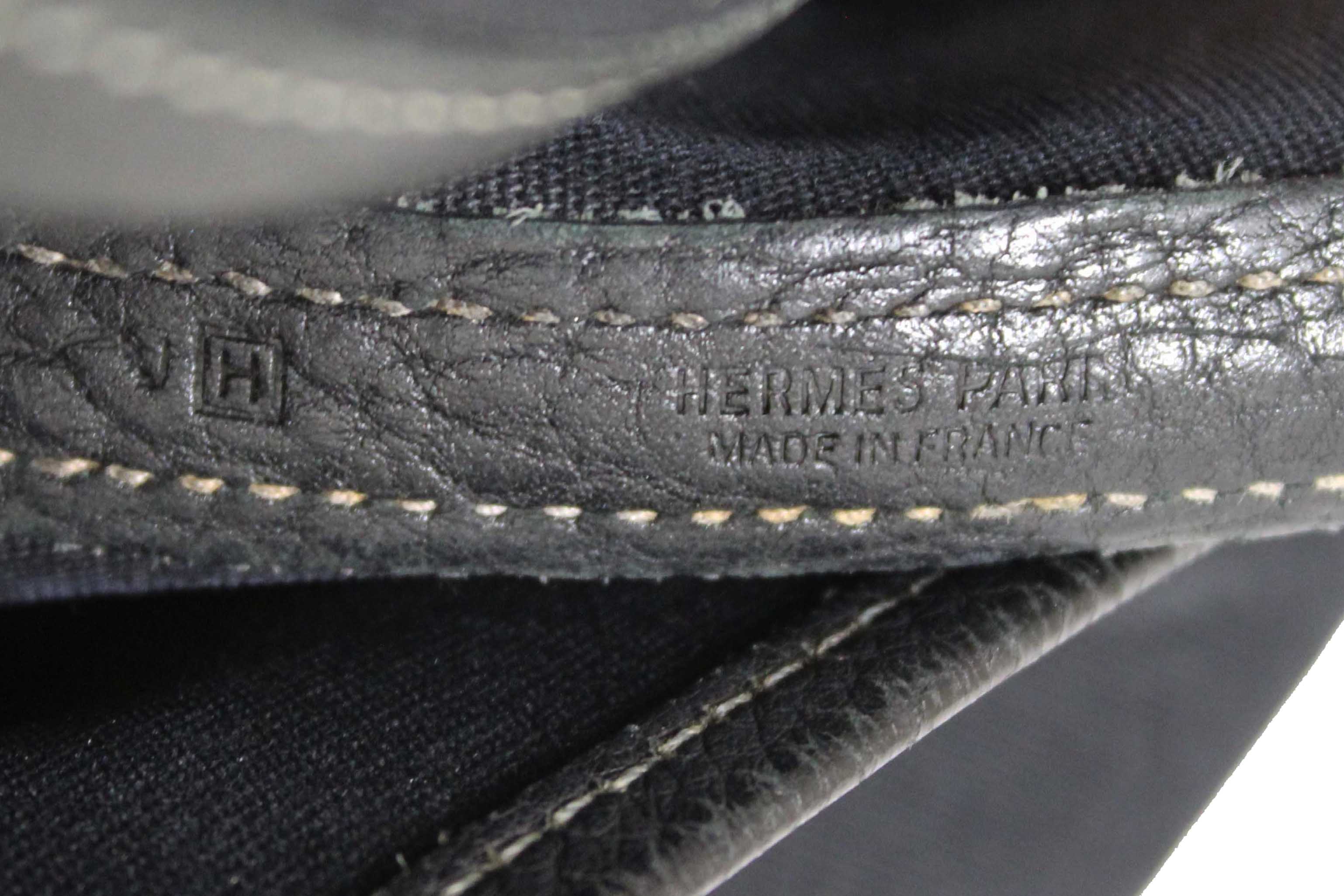 Authentic Hermes Black Toile and Leather Garden Party 36 MM Tote Bag