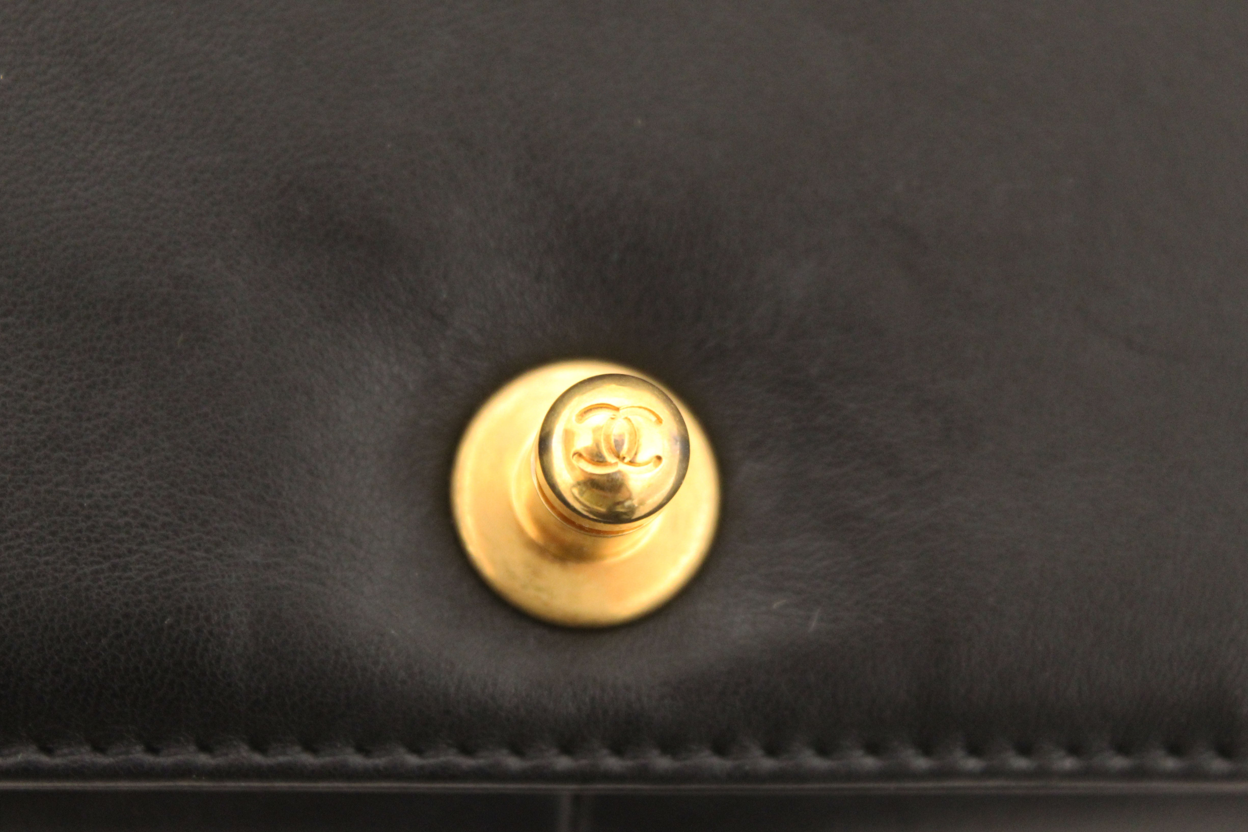 Authentic Chanel Black Quilted Lambskin Leather Medium Boy Shoulder Bag