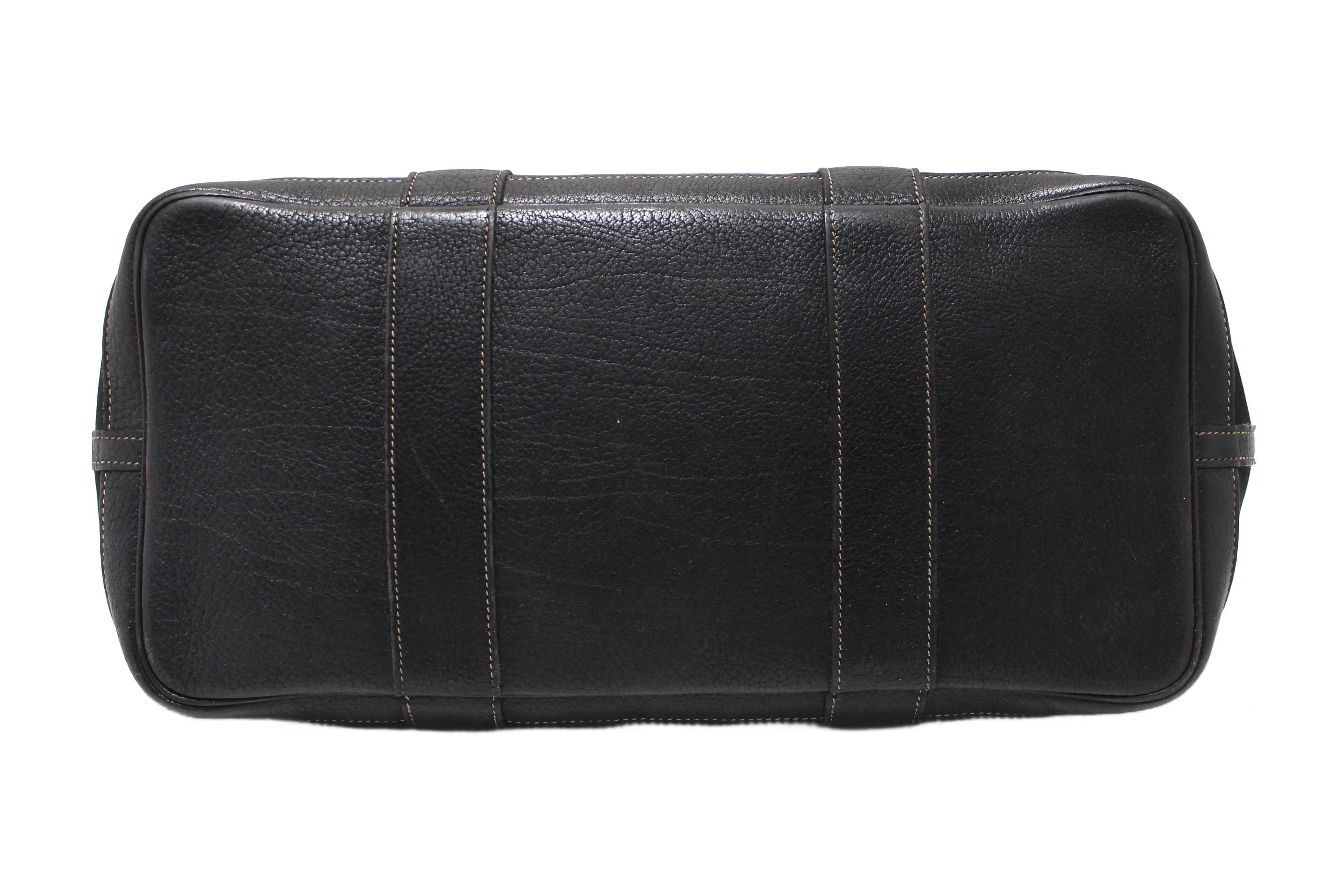 Authentic Hermes Black Toile and Leather Garden Party 36 MM Tote Bag