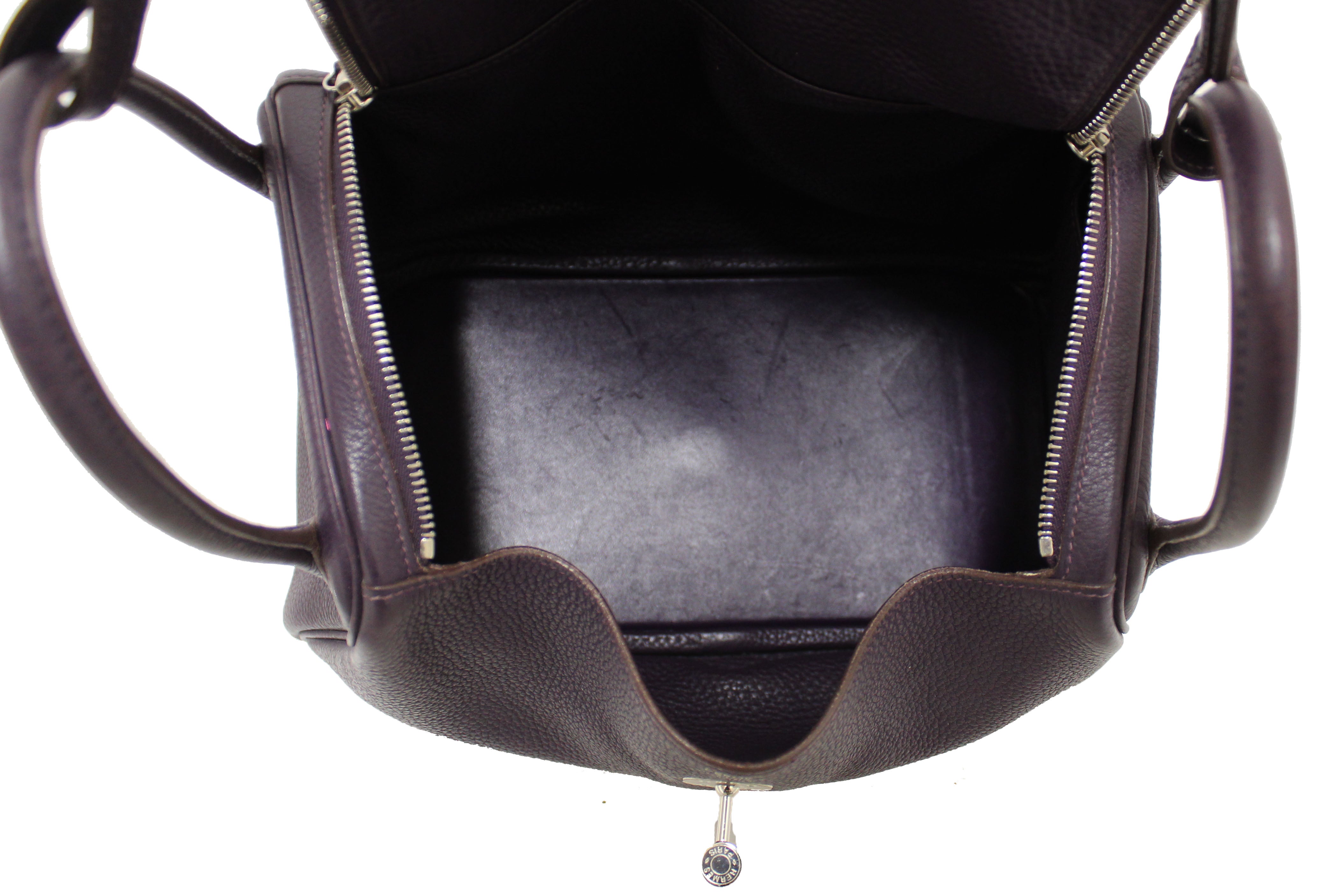 Authentic Hermes Dark Purple Togo Leather Lindy 26 Handbag/Shoulder Bag
