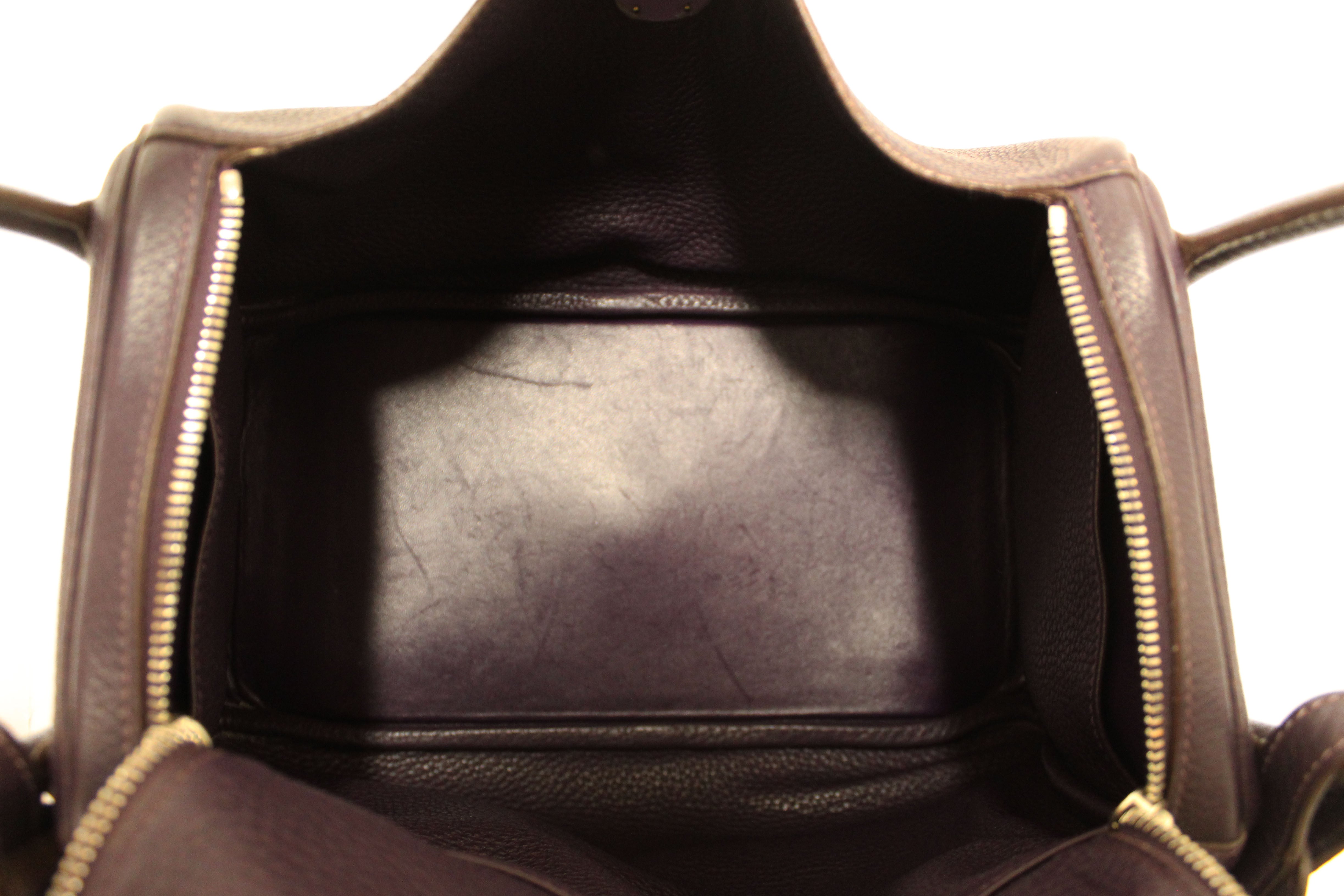 Authentic Hermes Dark Purple Togo Leather Lindy 26 Handbag/Shoulder Bag