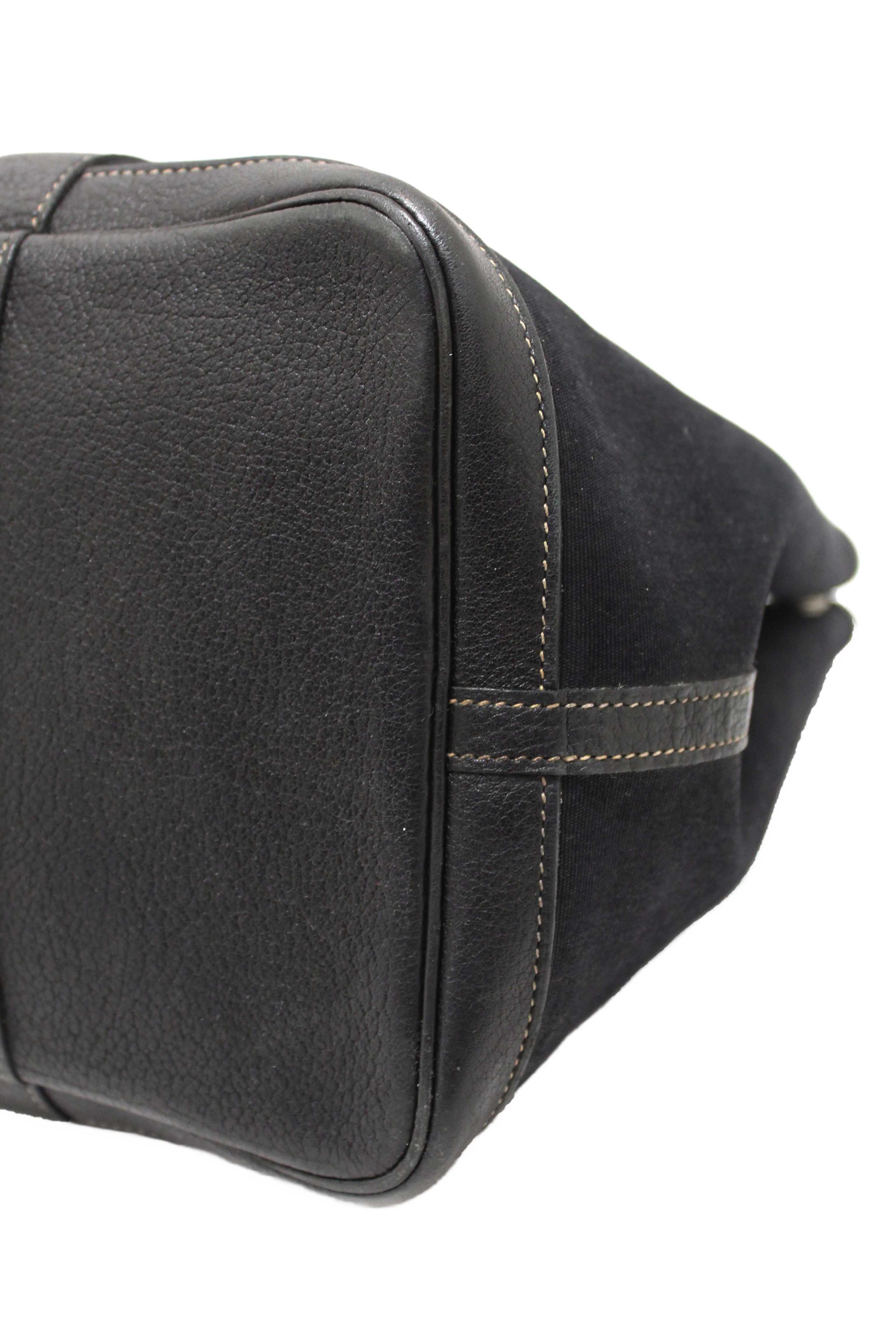 Authentic Hermes Black Toile and Leather Garden Party 36 MM Tote Bag