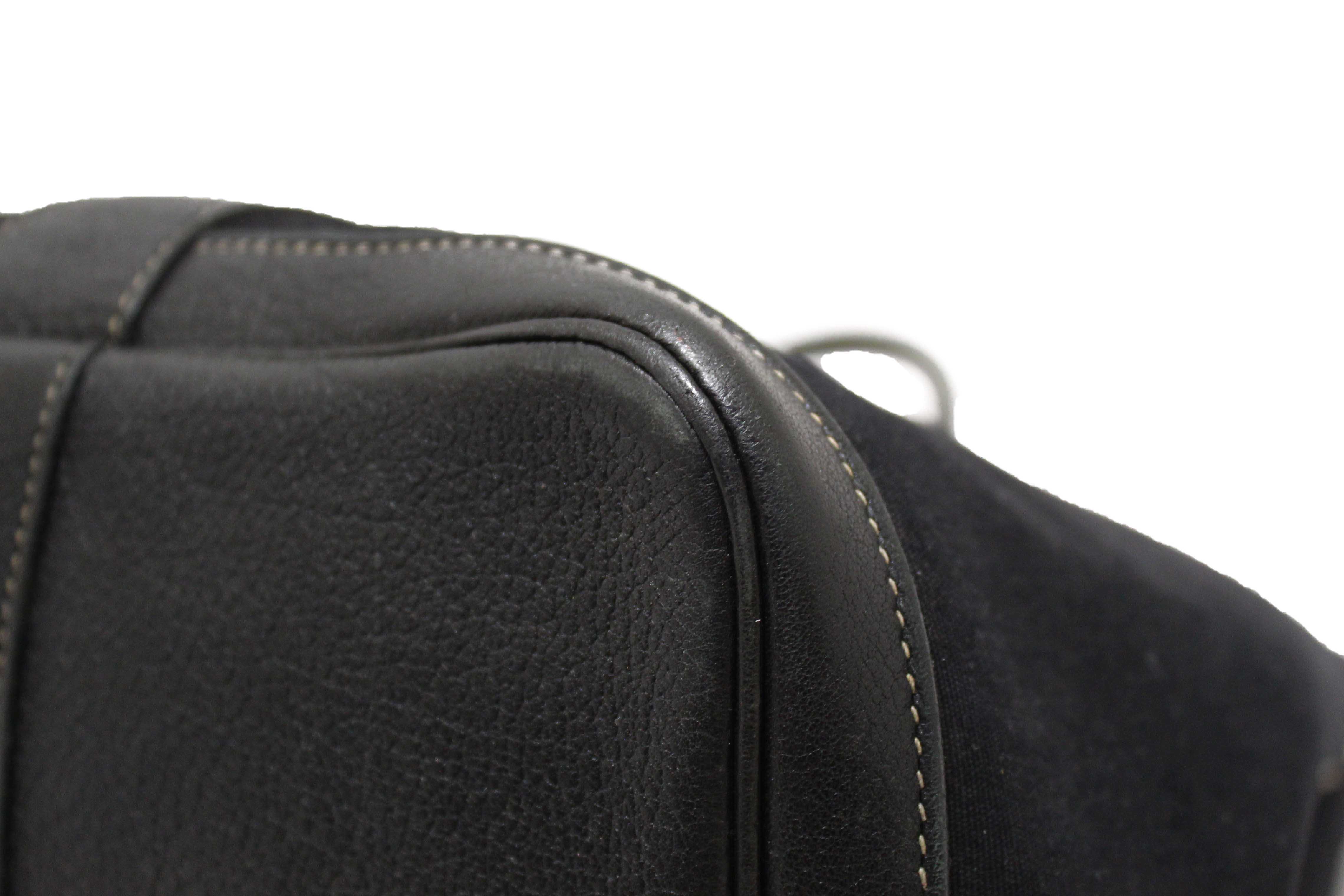 Authentic Hermes Black Toile and Leather Garden Party 36 MM Tote Bag