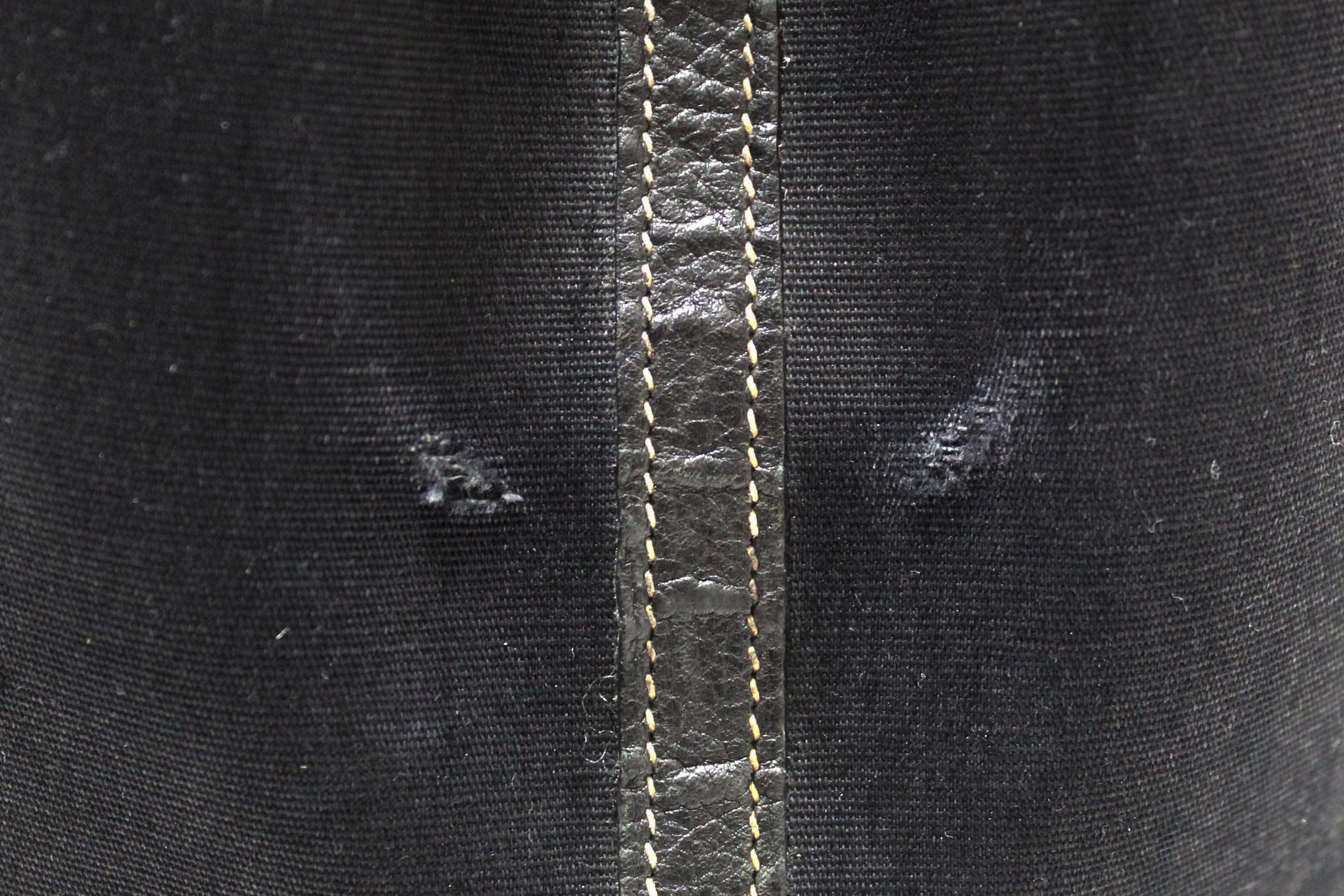 Authentic Hermes Black Toile and Leather Garden Party 36 MM Tote Bag