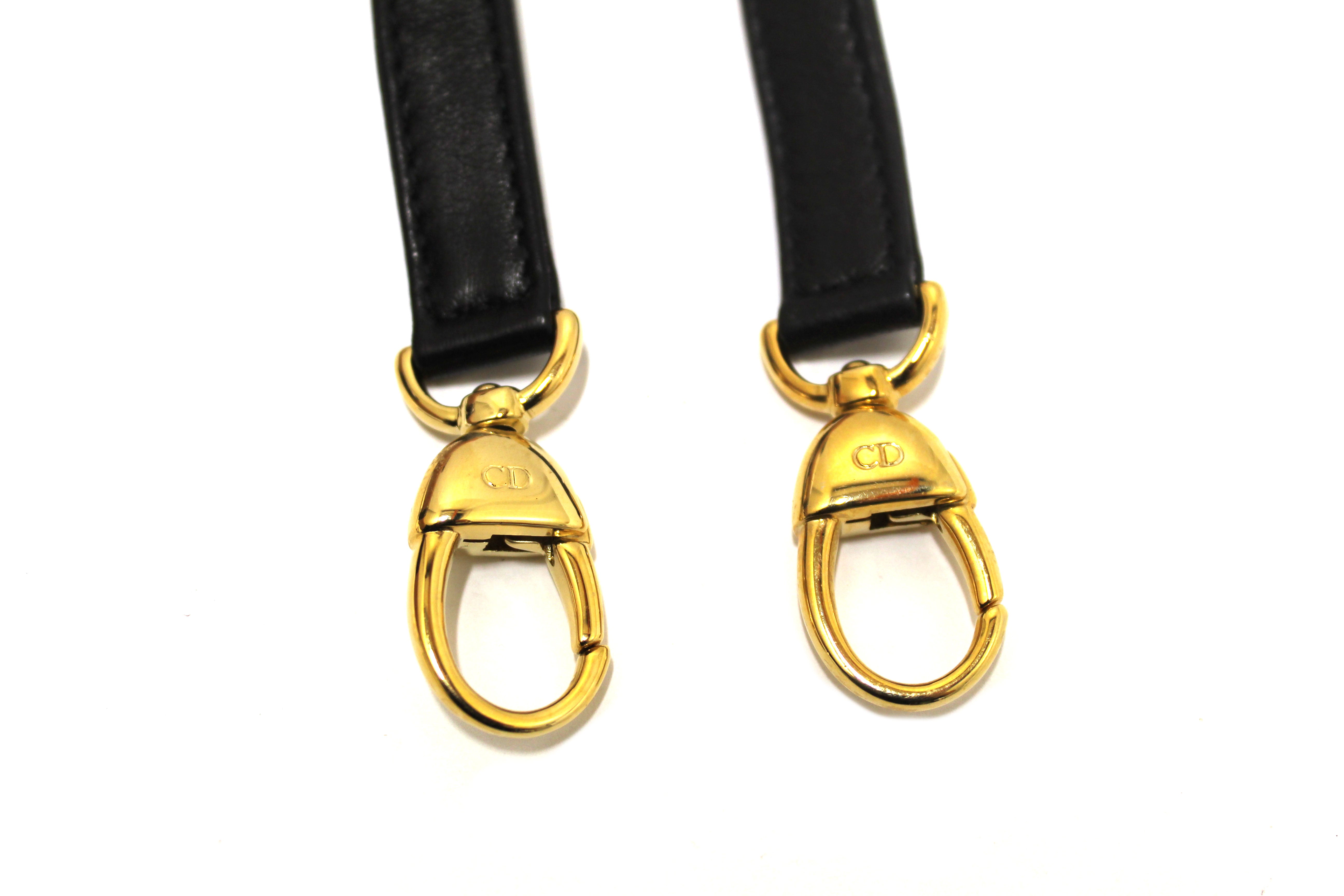 Authentic Christian Dior Black Leather Bag Strap