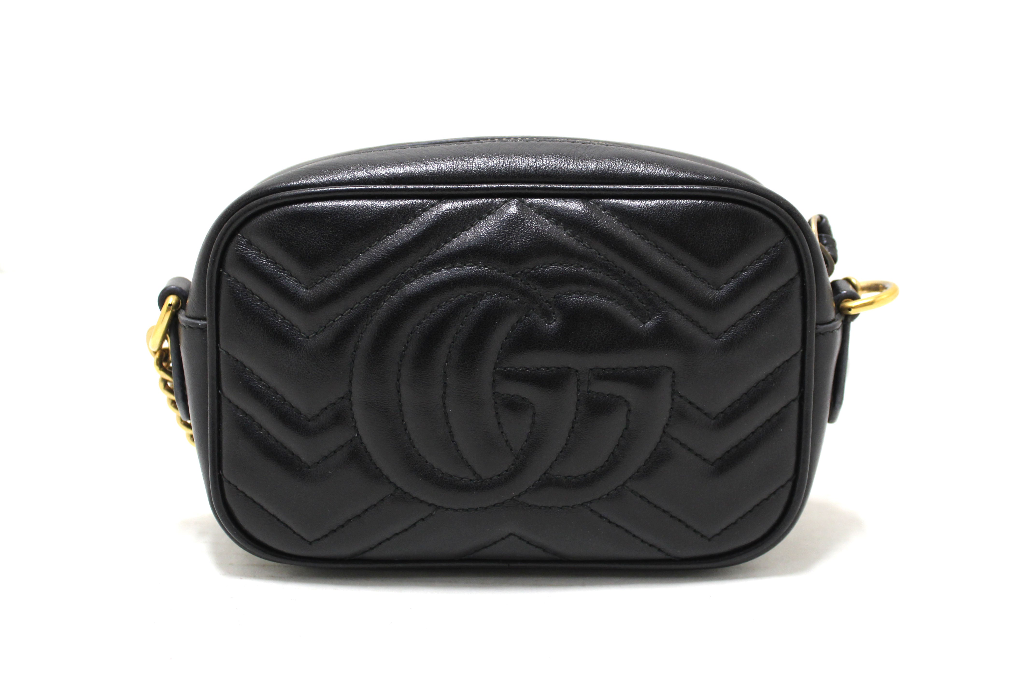 Gucci Black Leather Large GG Marmont Shoulder Bag Gucci
