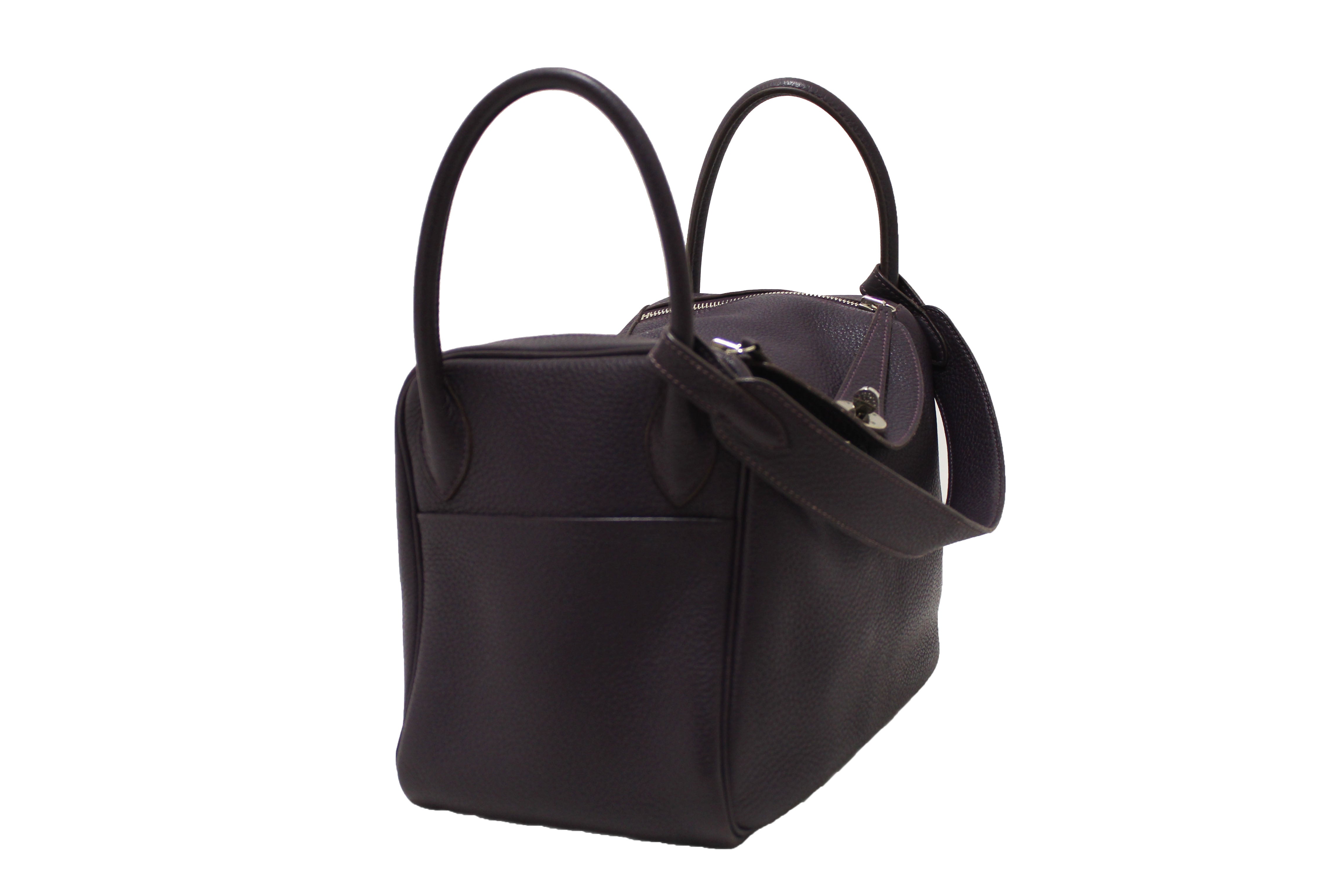 Authentic Hermes Dark Purple Togo Leather Lindy 26 Handbag/Shoulder Bag