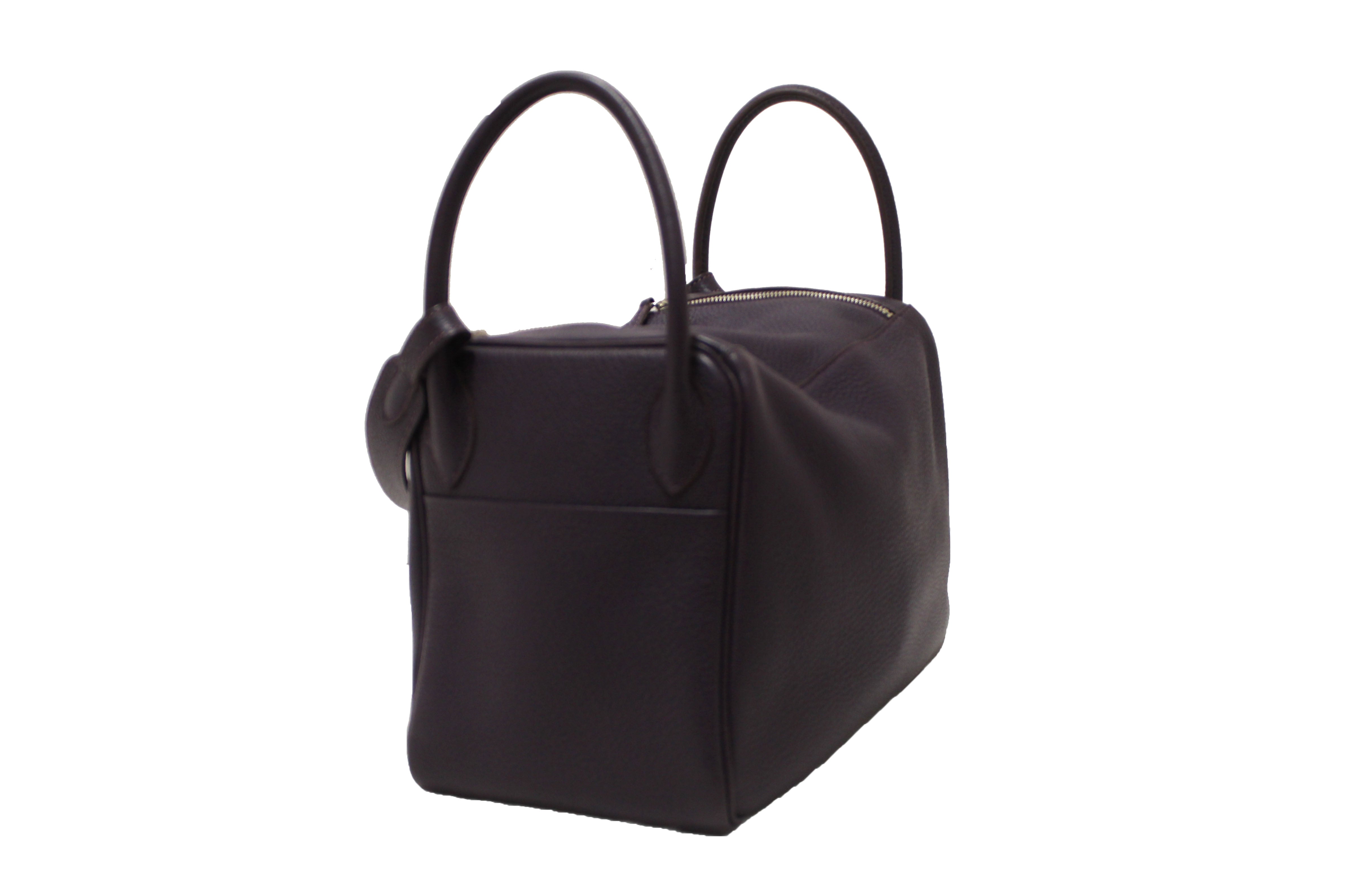 Authentic Hermes Dark Purple Togo Leather Lindy 26 Handbag/Shoulder Bag