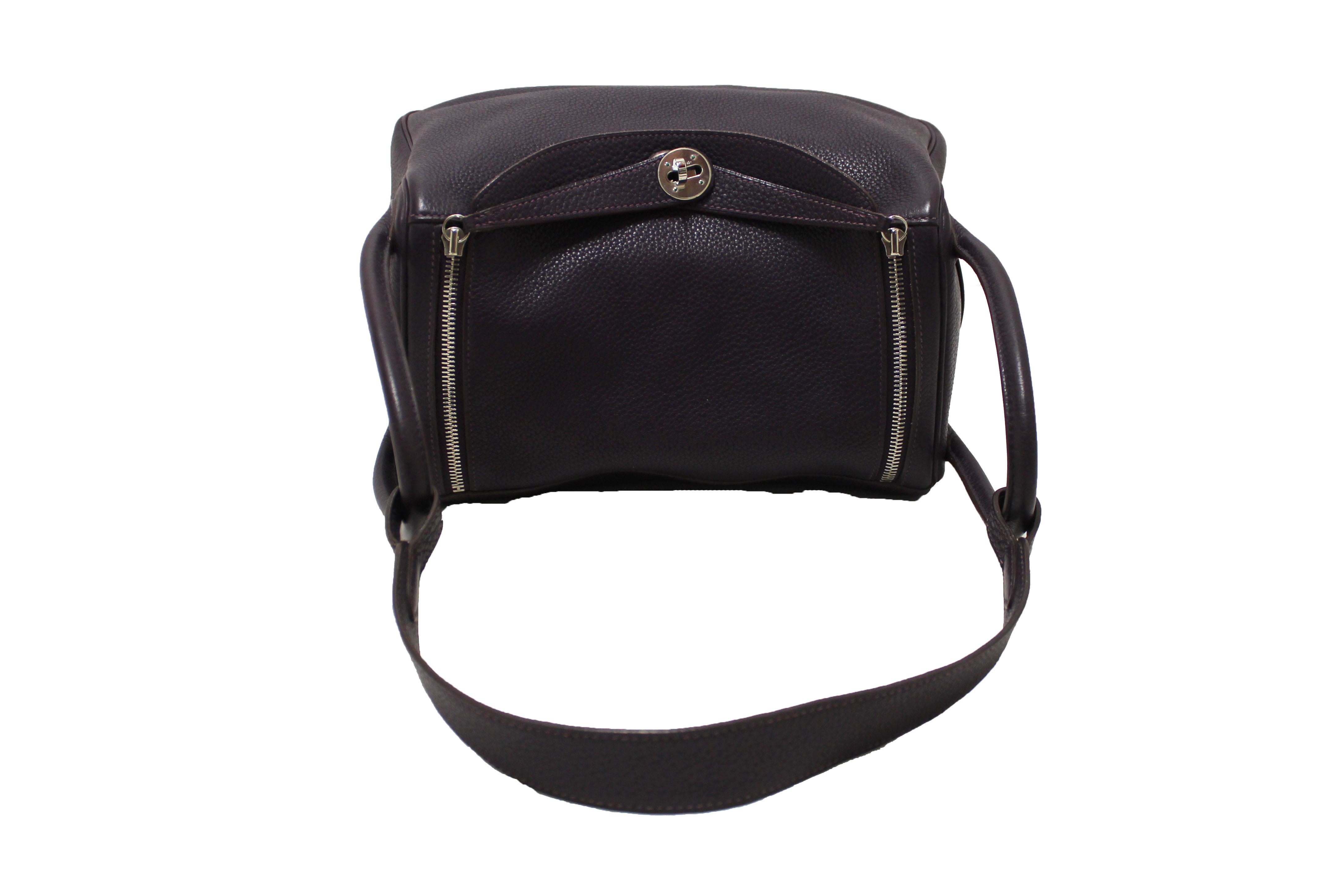 Authentic Hermes Dark Purple Togo Leather Lindy 26 Handbag/Shoulder Bag