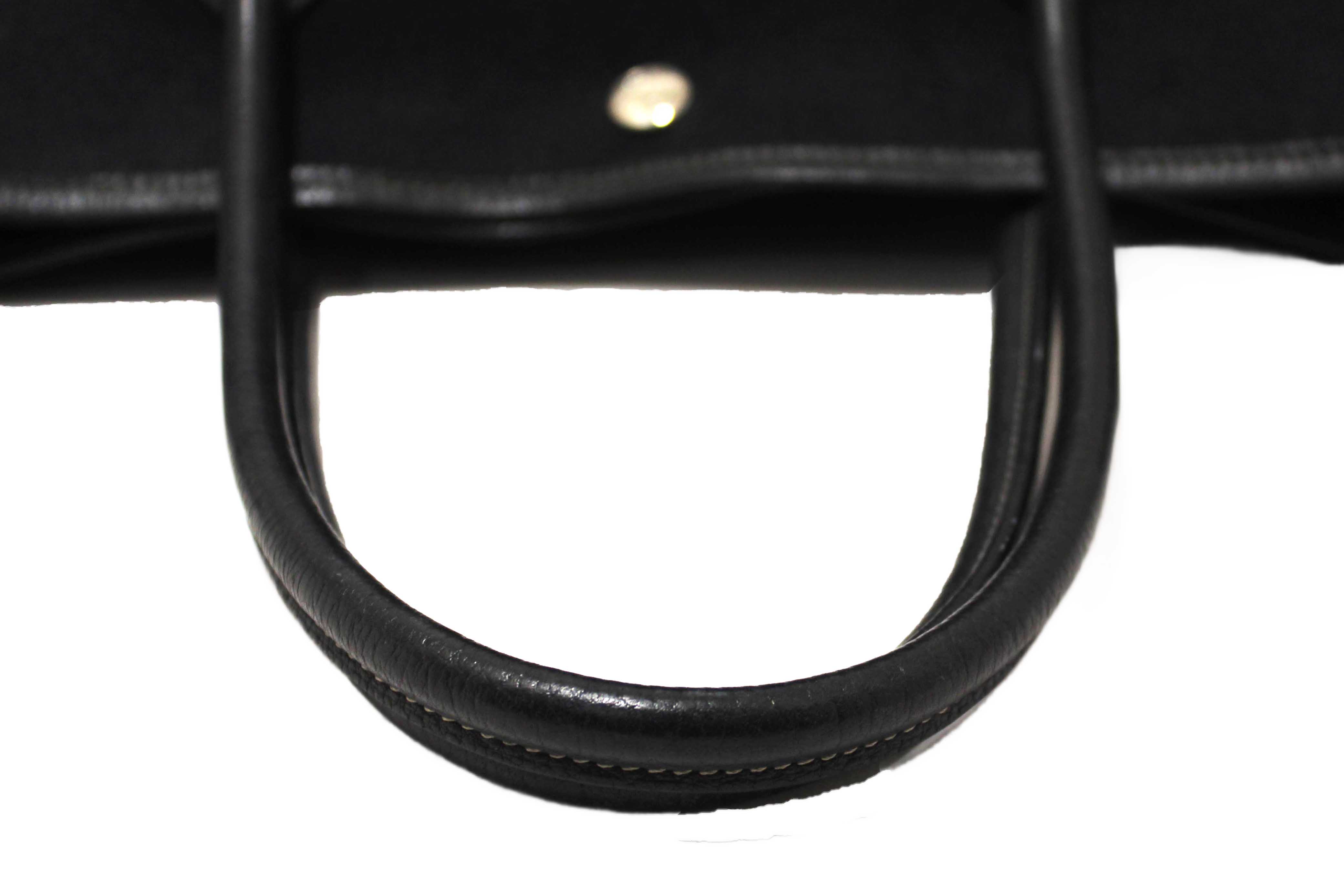 Authentic Hermes Black Toile and Leather Garden Party 36 MM Tote Bag