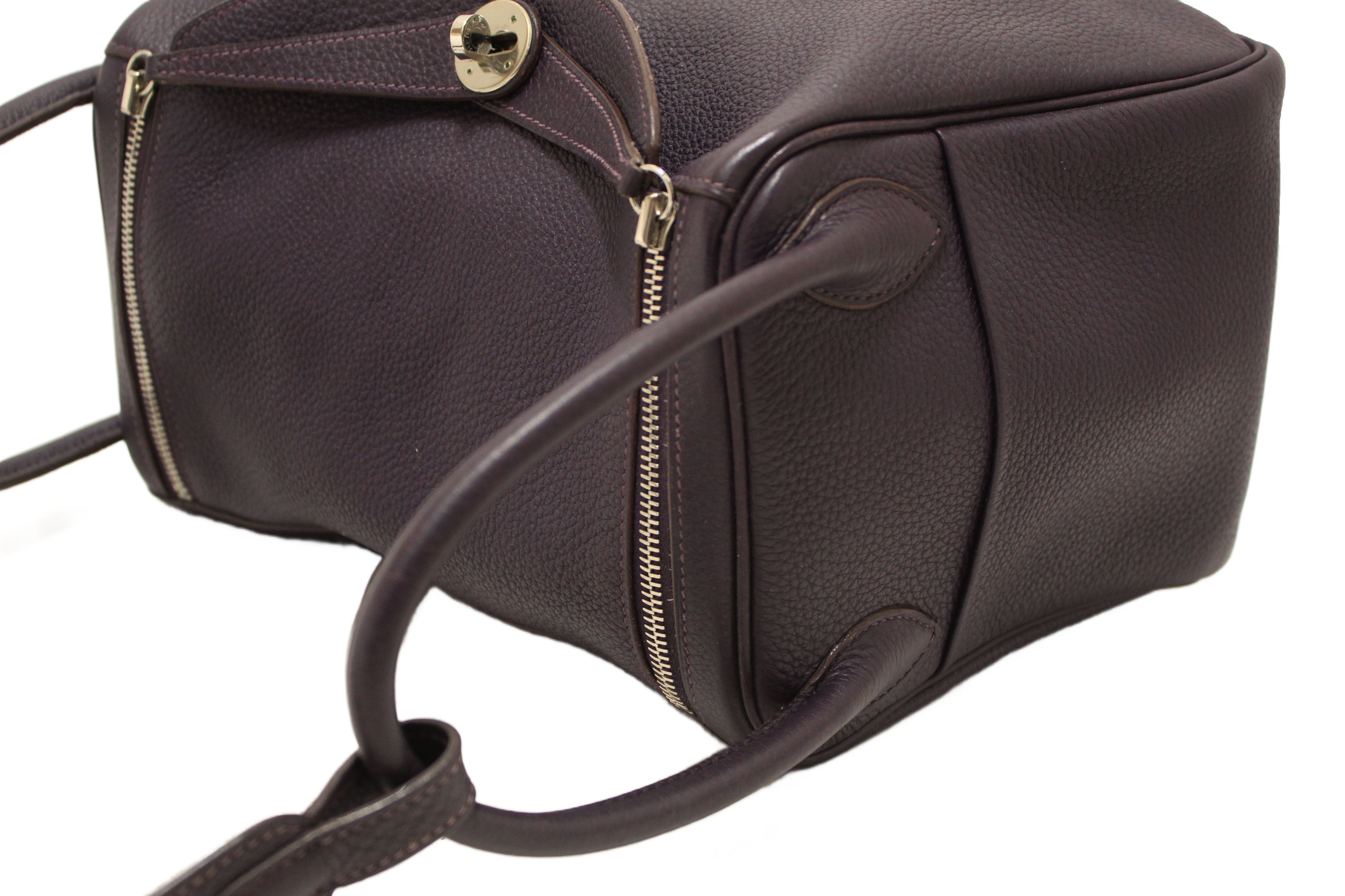Authentic Hermes Dark Purple Togo Leather Lindy 26 Handbag/Shoulder Bag