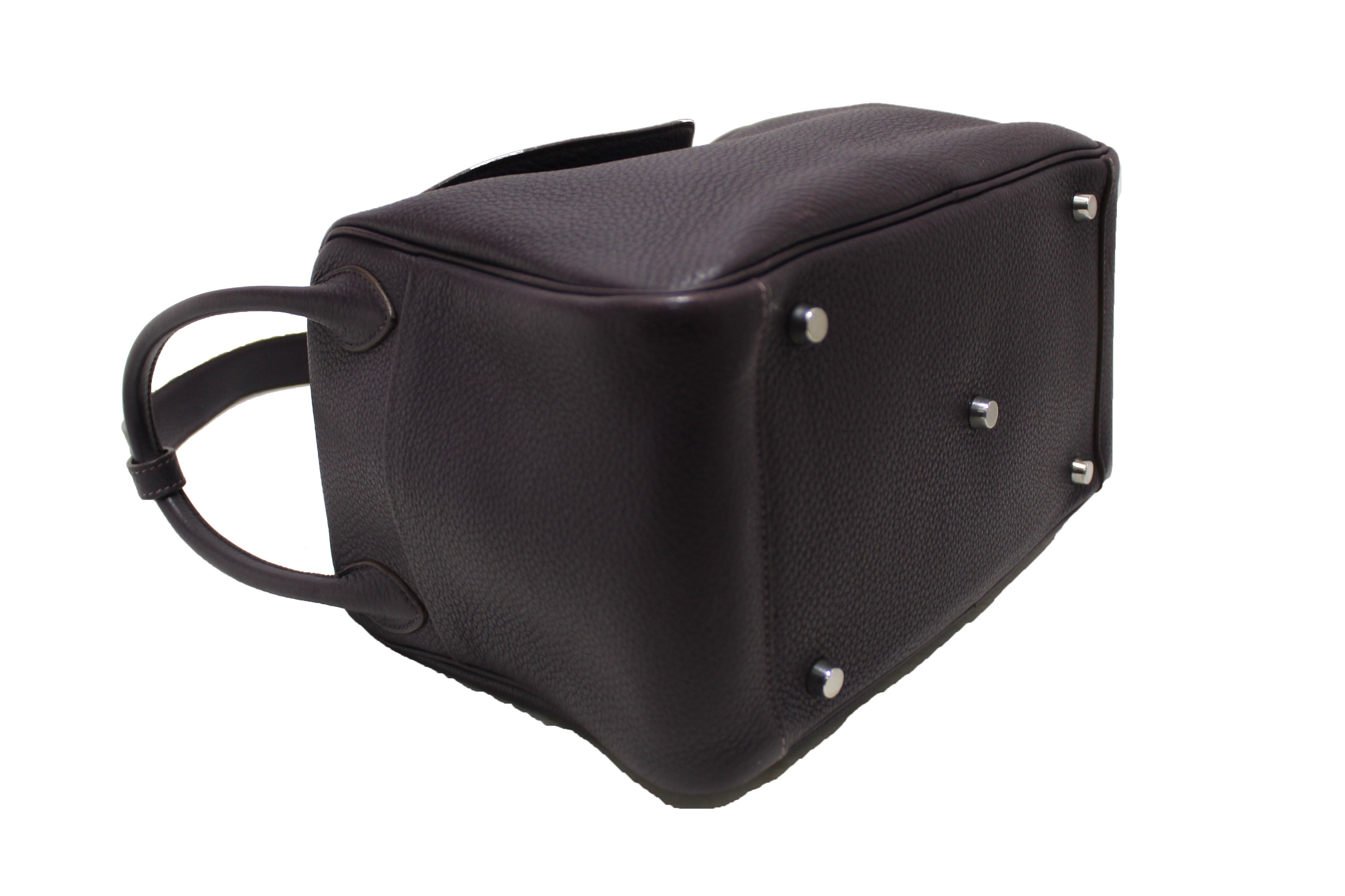 Authentic Hermes Dark Purple Togo Leather Lindy 26 Handbag/Shoulder Bag
