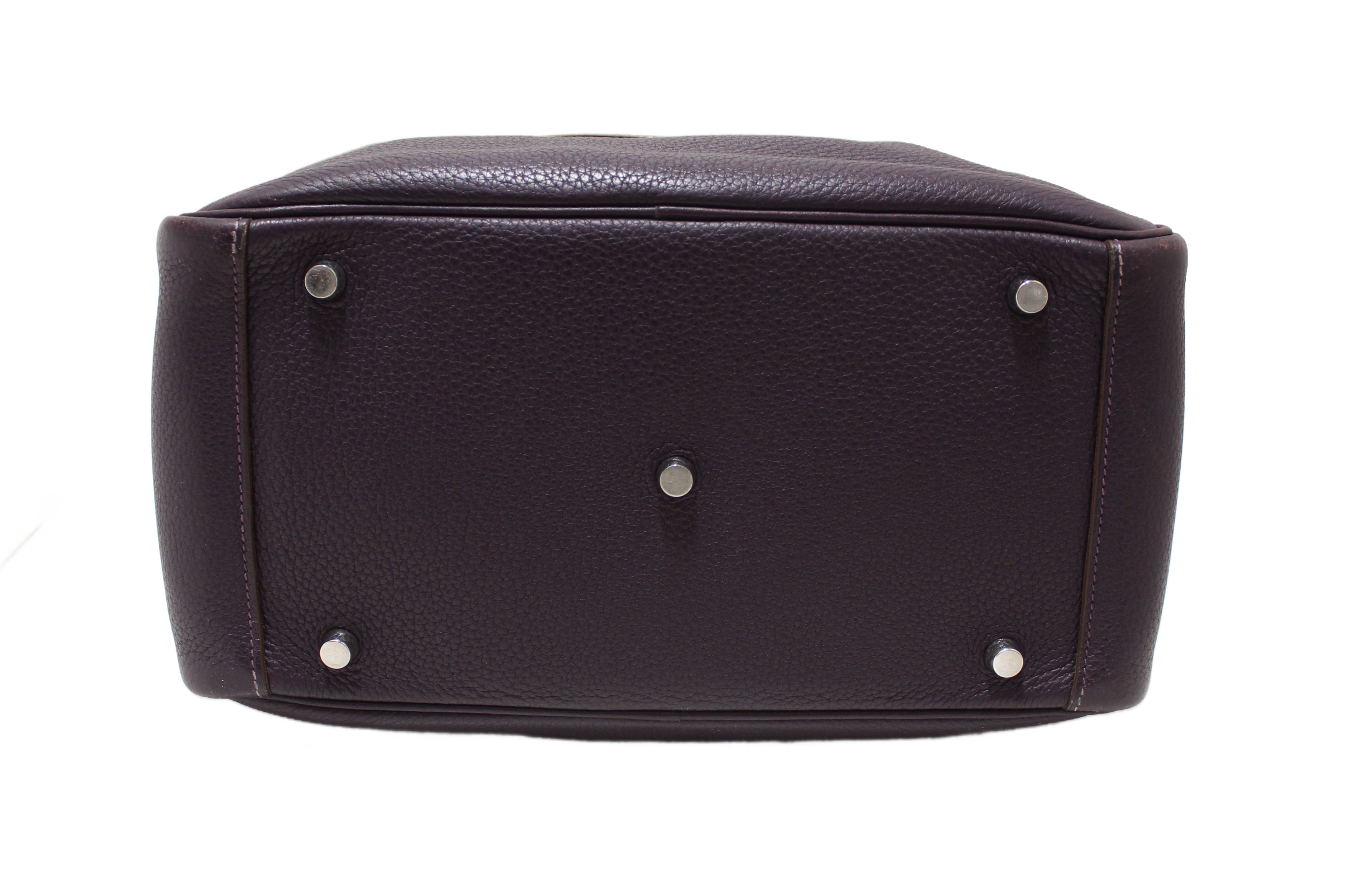 Authentic Hermes Dark Purple Togo Leather Lindy 26 Handbag/Shoulder Bag