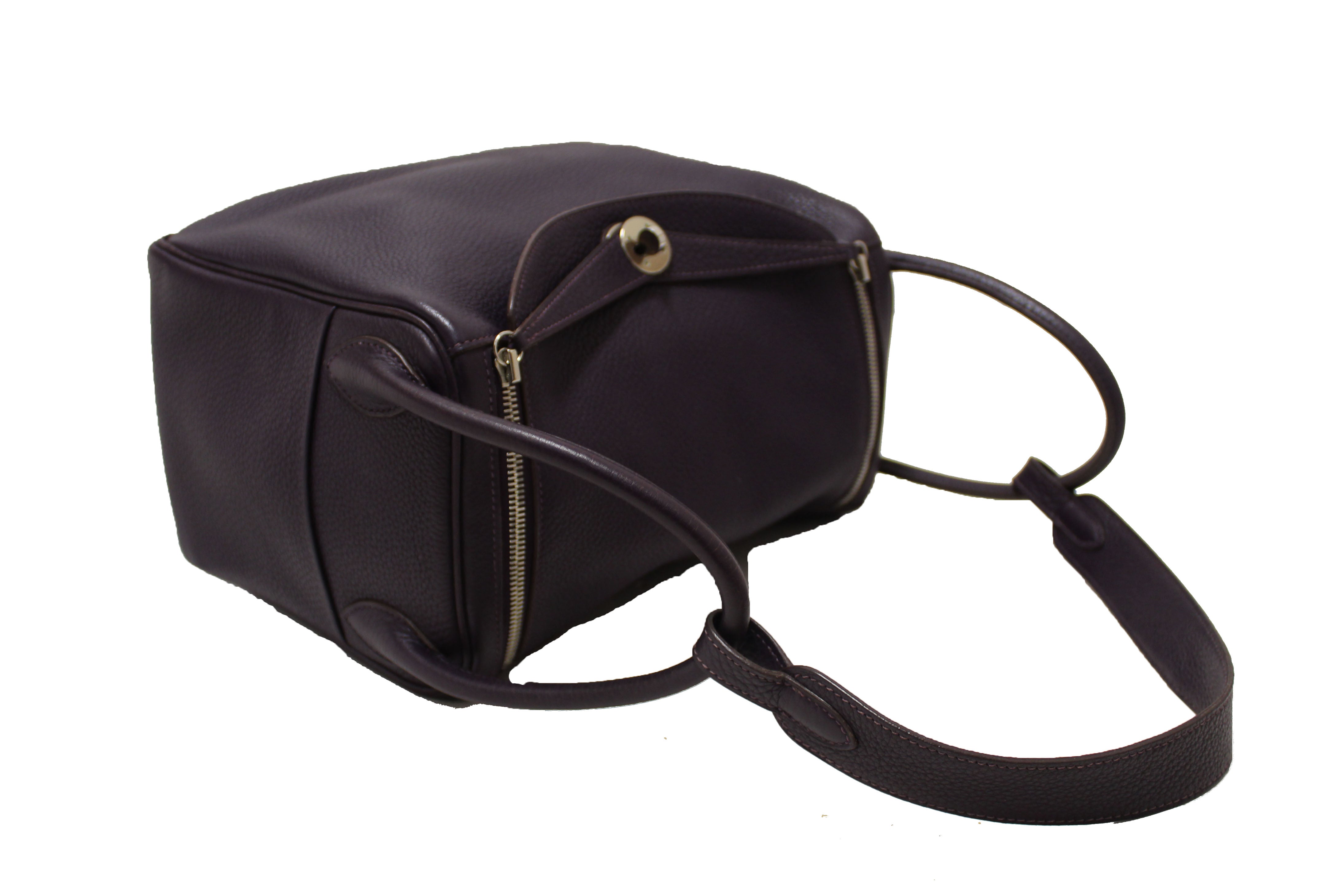 Authentic Hermes Dark Purple Togo Leather Lindy 26 Handbag/Shoulder Bag