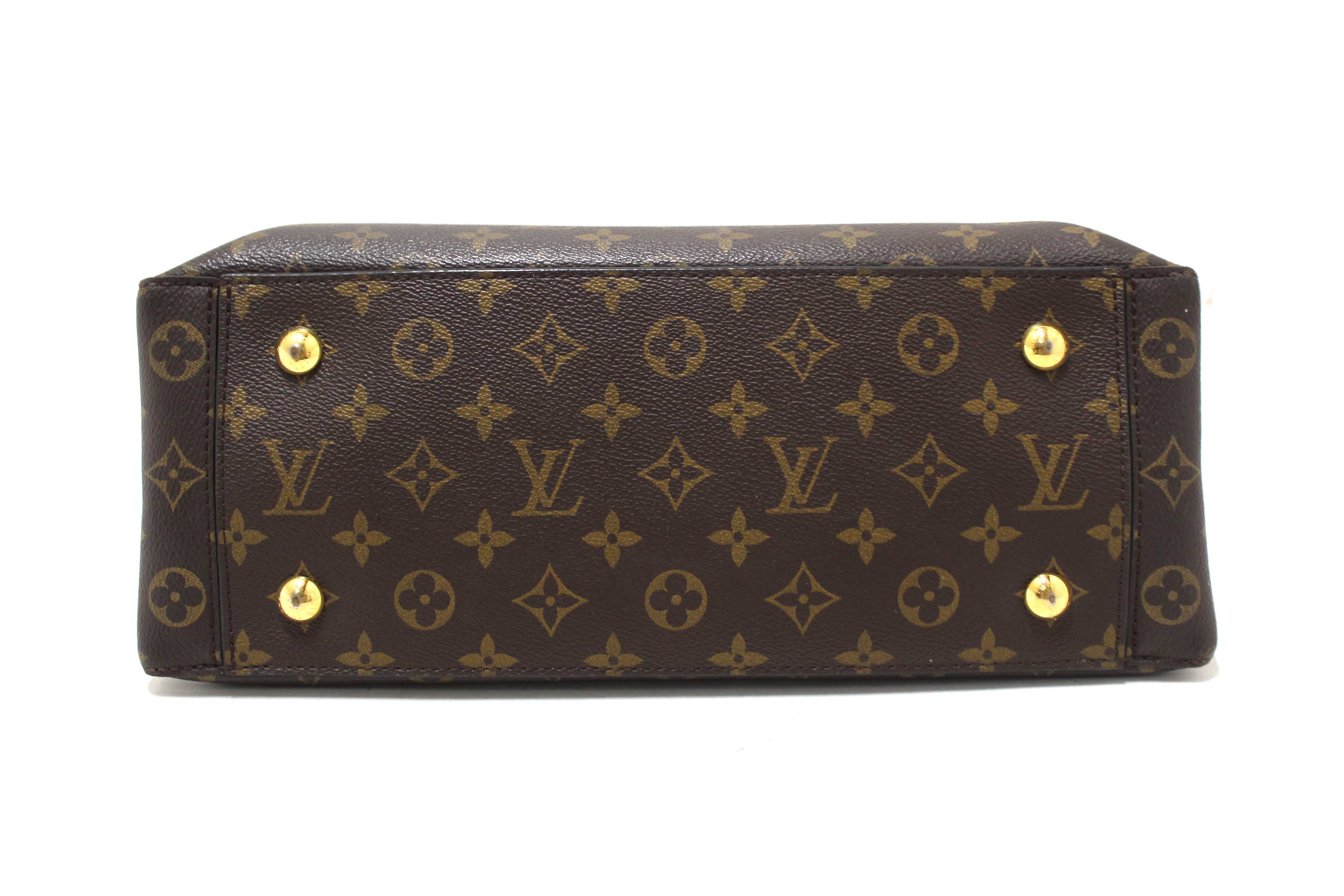Authentic Louis Vuitton Black Monogram Canvas Flower Tote Hand Shoulder Bag