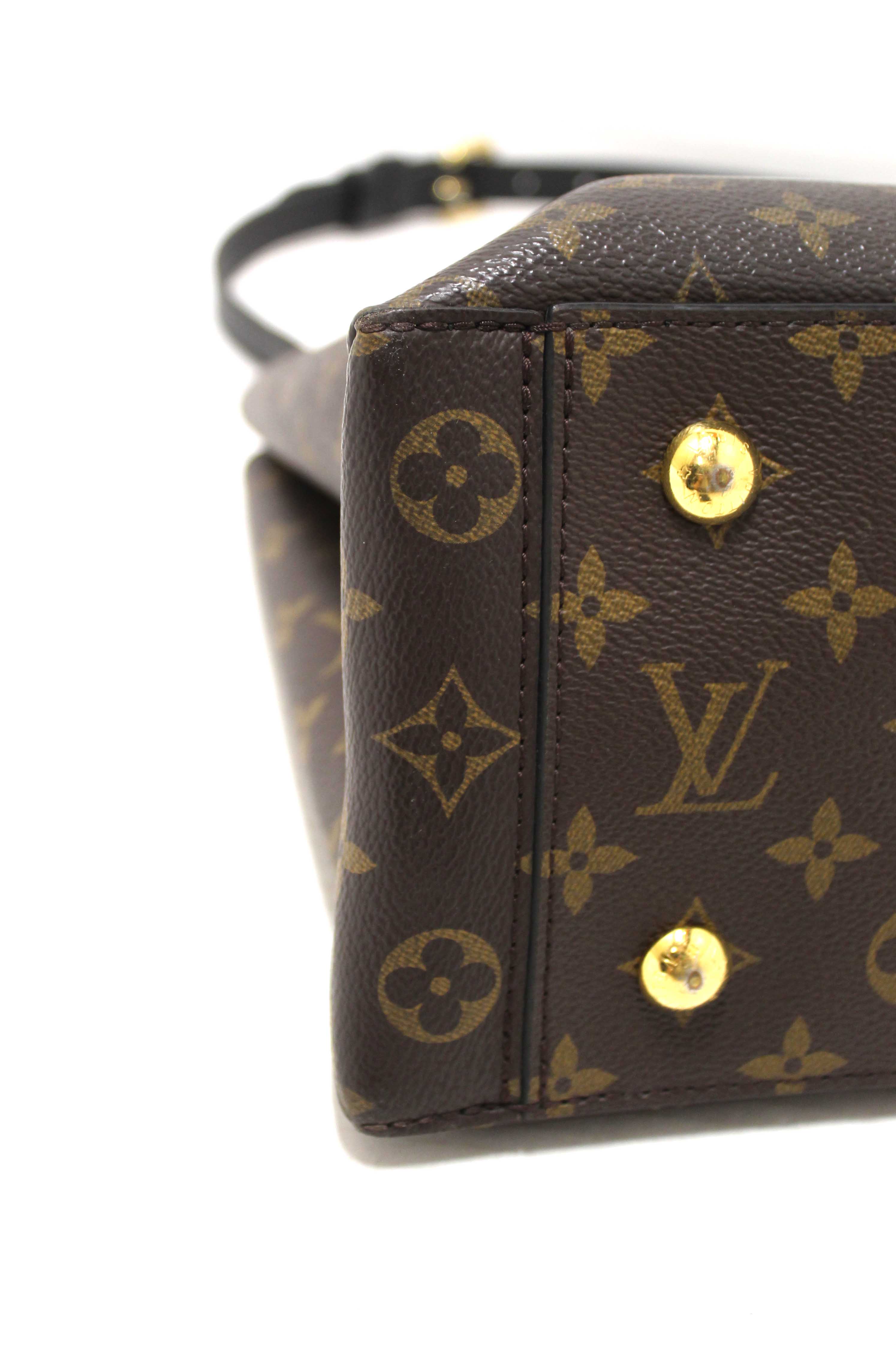 Authentic Louis Vuitton Black Monogram Canvas Flower Tote Hand Shoulder Bag
