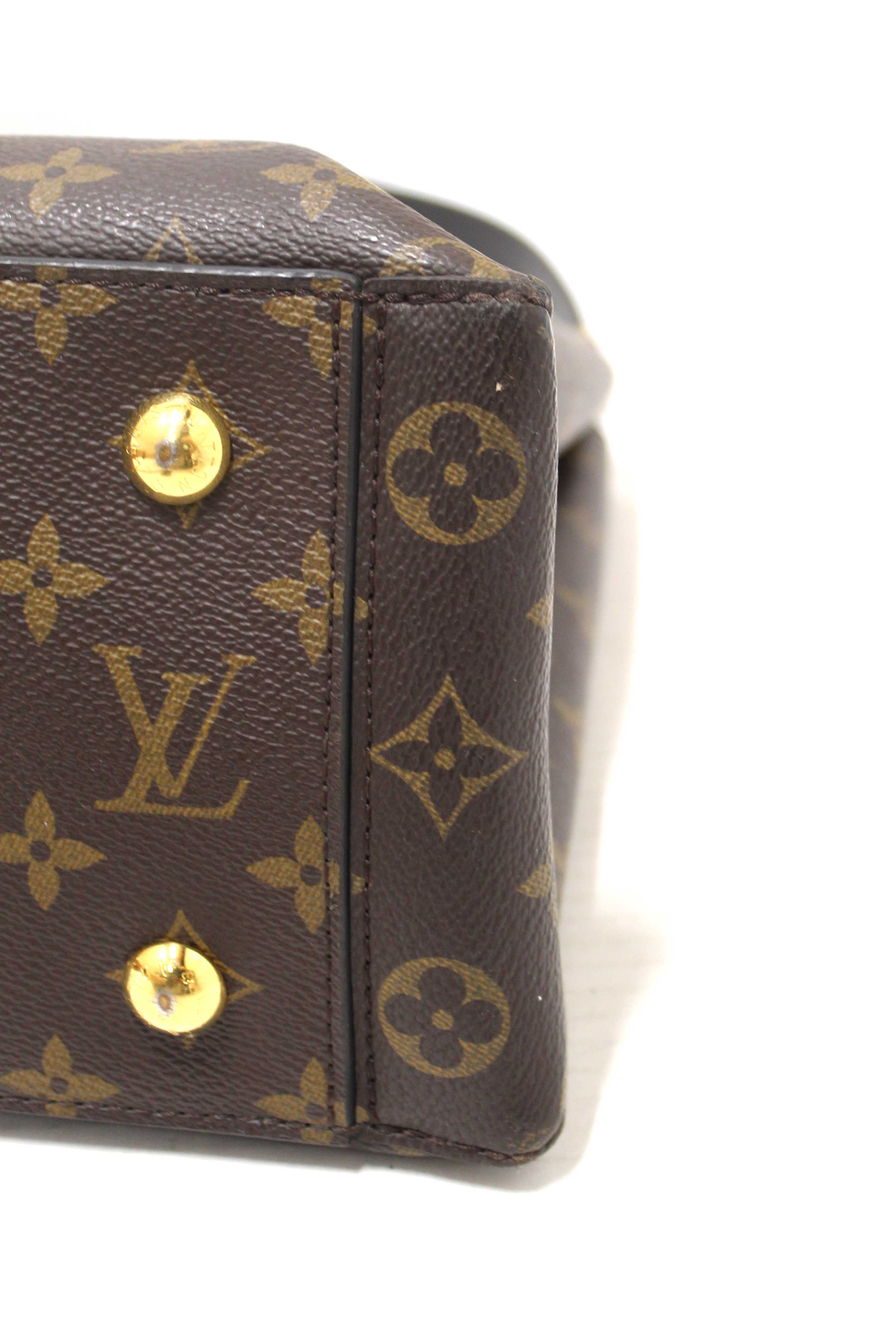 Authentic Louis Vuitton Black Monogram Canvas Flower Tote Hand Shoulder Bag