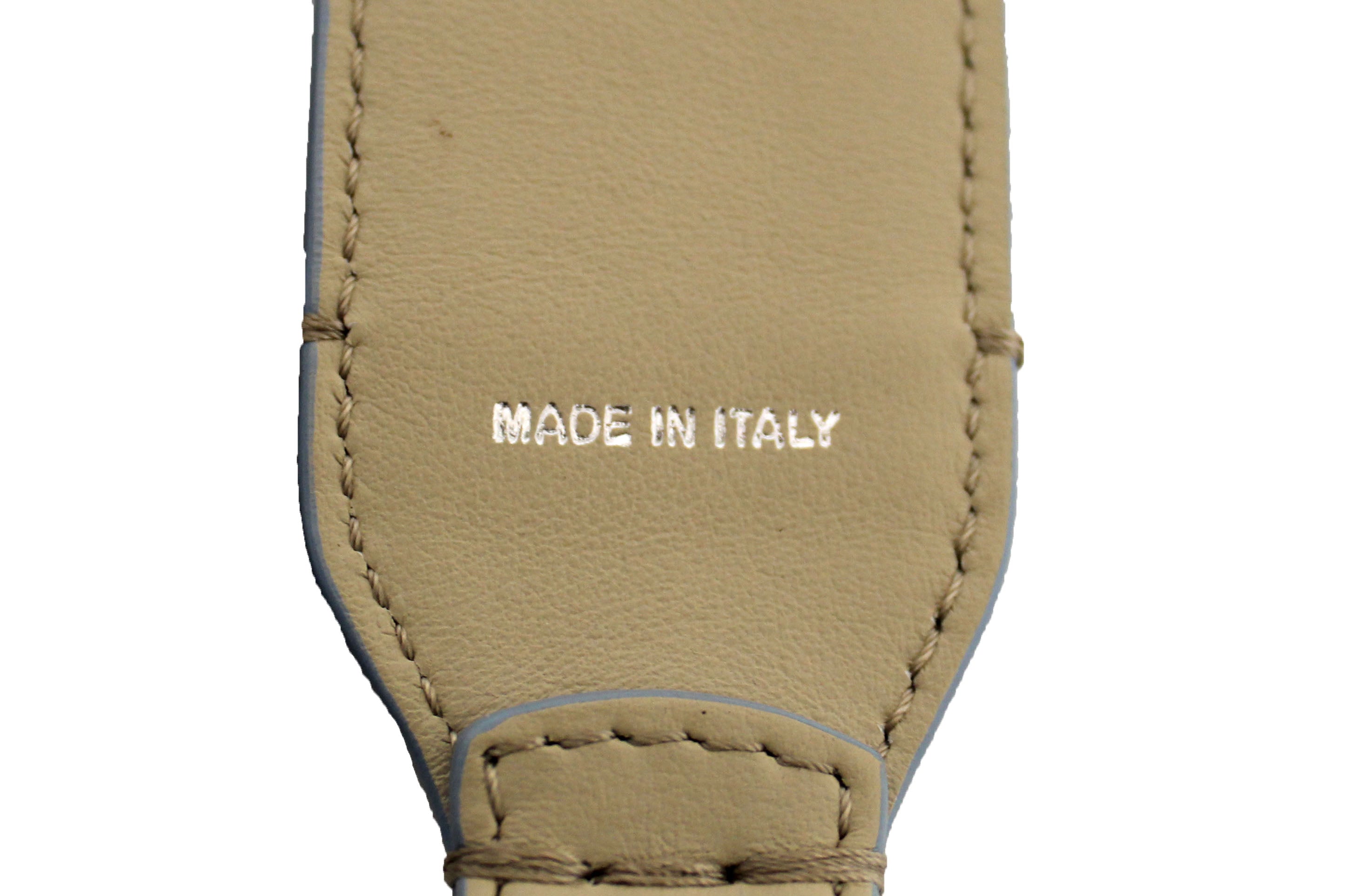 Authentic Fendi Beige Calfskin Leather Strap You Roma Shoulder Strap