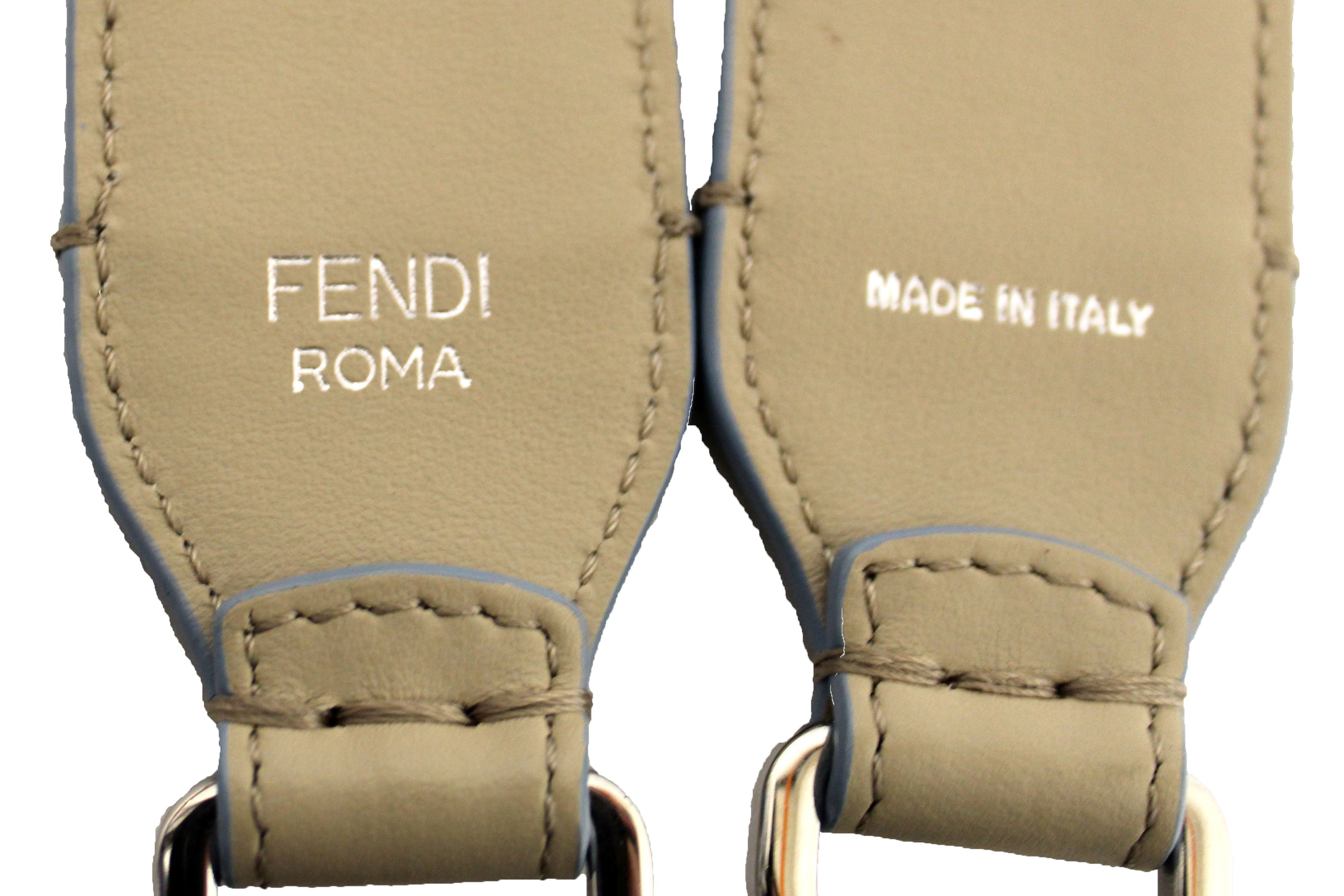 Authentic Fendi Beige Calfskin Leather Strap You Roma Shoulder Strap