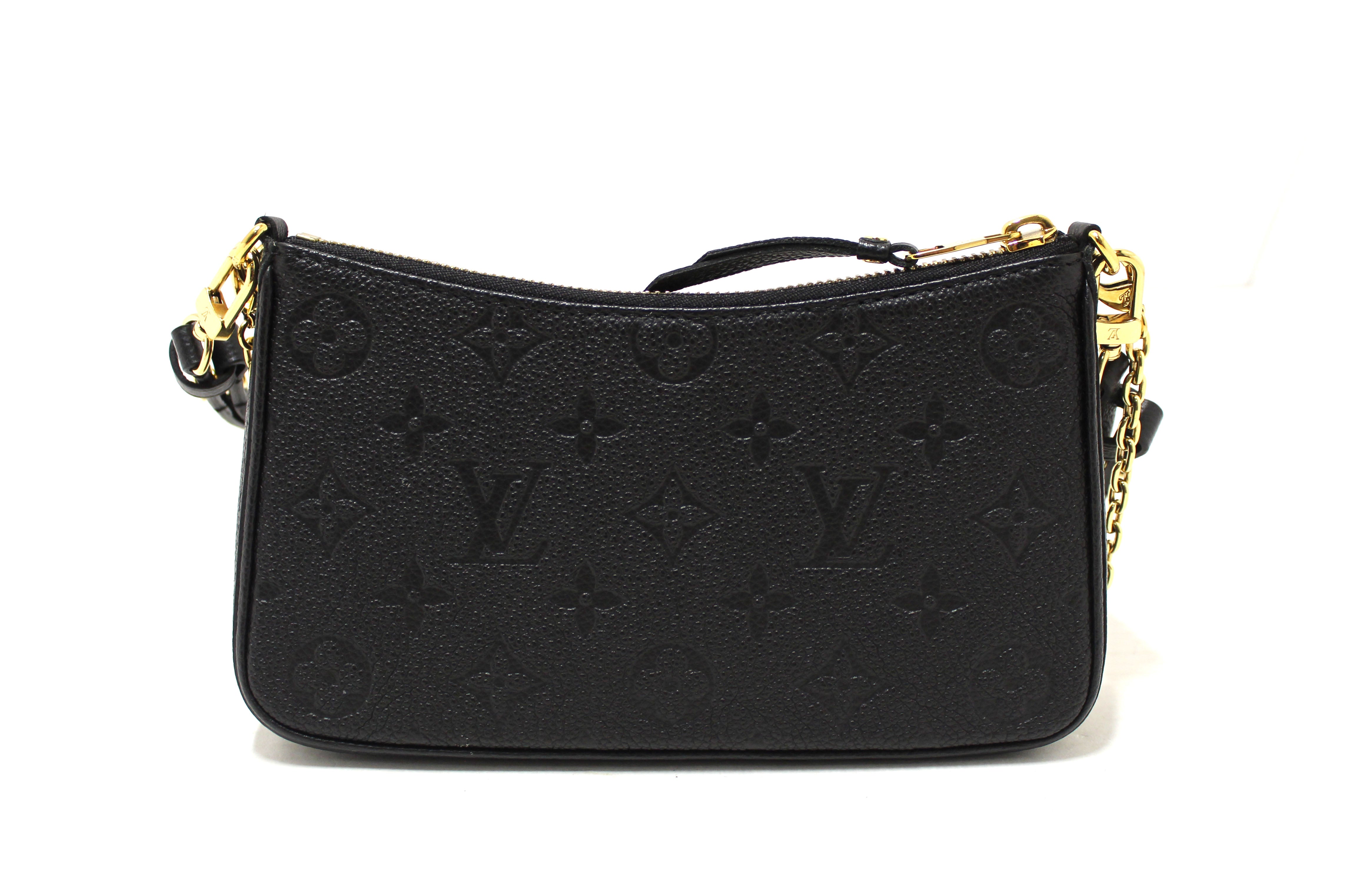 Authentic Louis Vuitton Black Monogram Empreinte Easy Pouch on Strap Bag