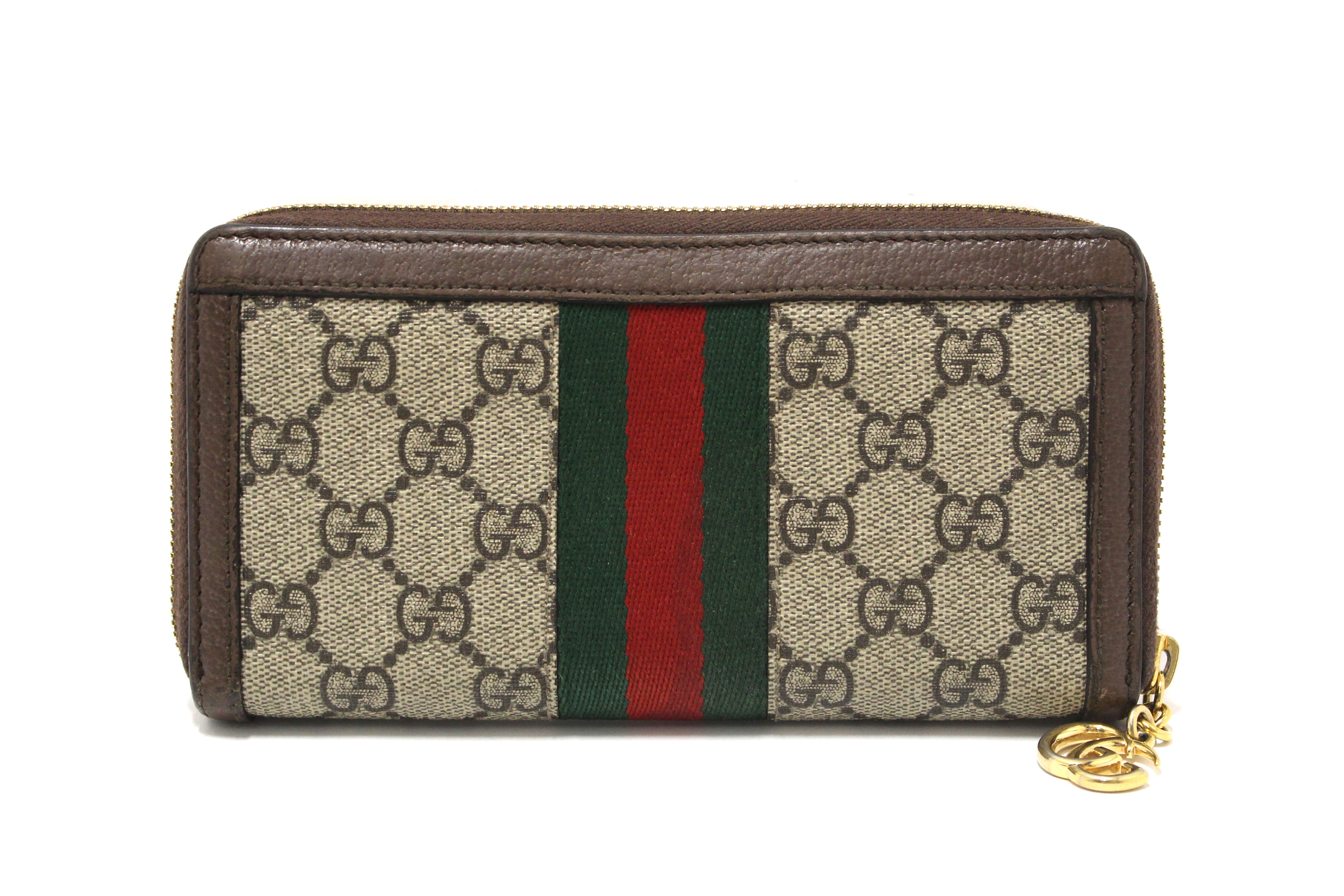 Authentic Gucci GG Supreme Ophidia Zip Around Wallet 523154