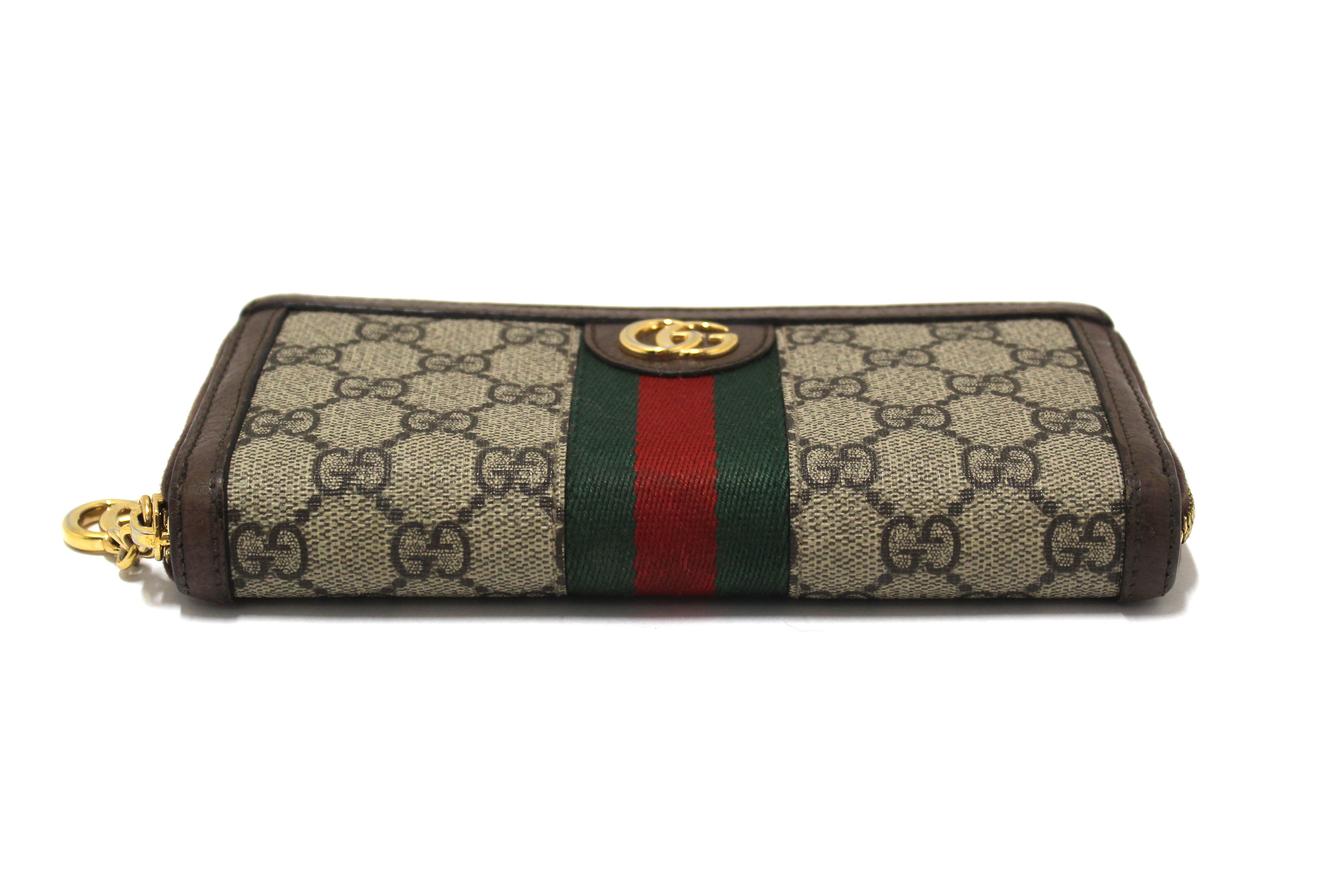 Authentic Gucci GG Supreme Ophidia Zip Around Wallet 523154