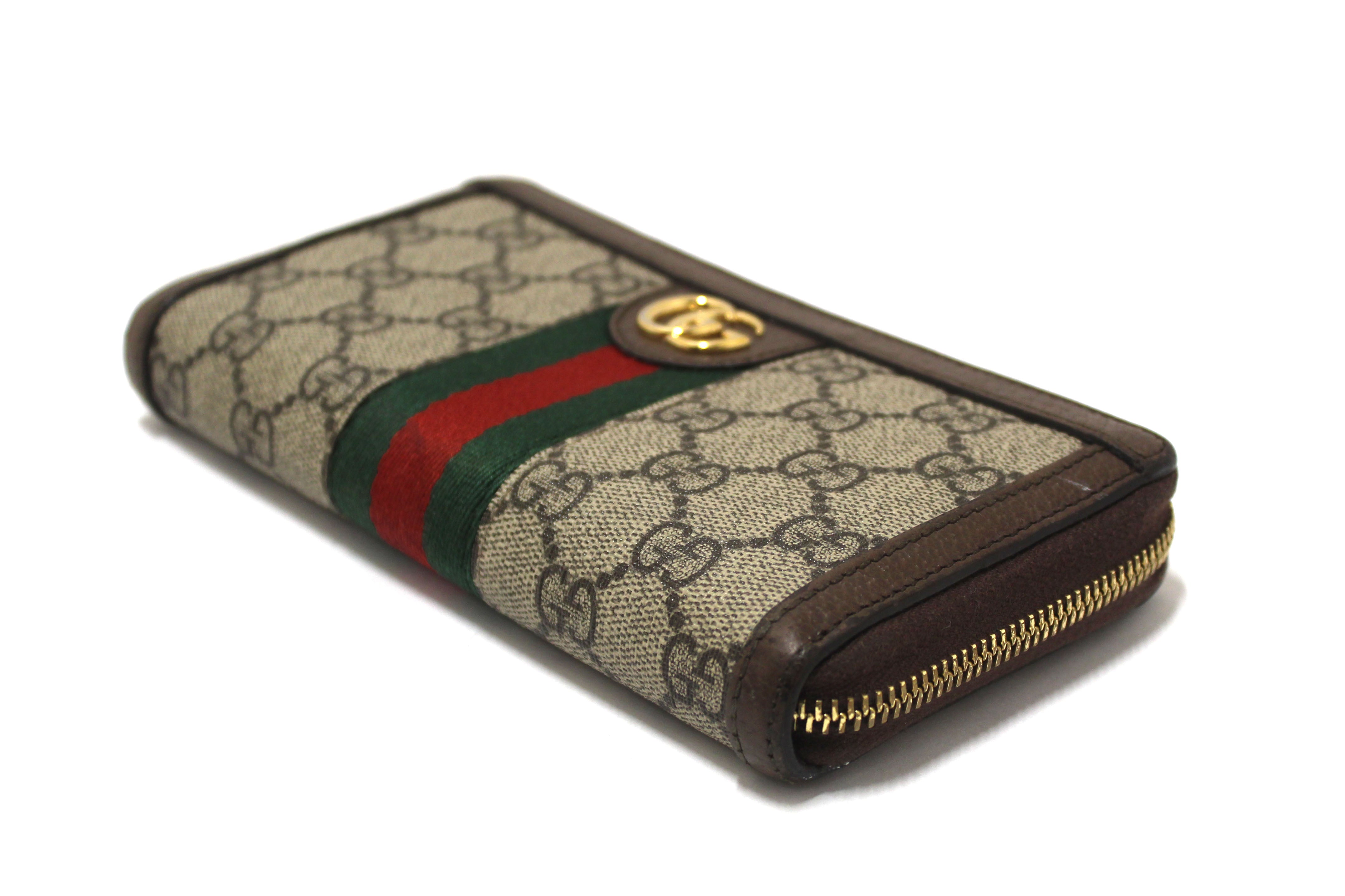 Authentic Gucci GG Supreme Ophidia Zip Around Wallet 523154