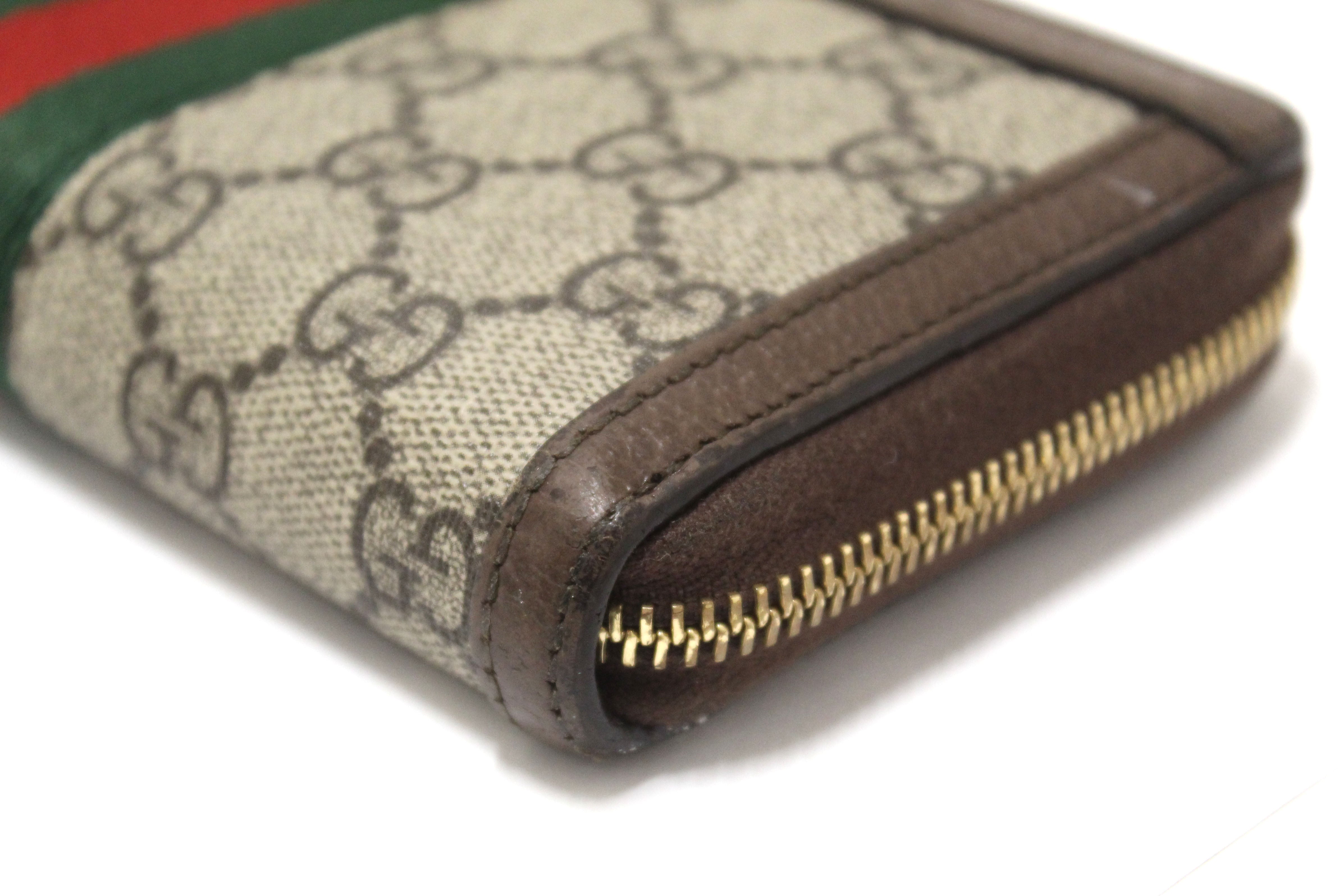 Authentic Gucci GG Supreme Ophidia Zip Around Wallet 523154