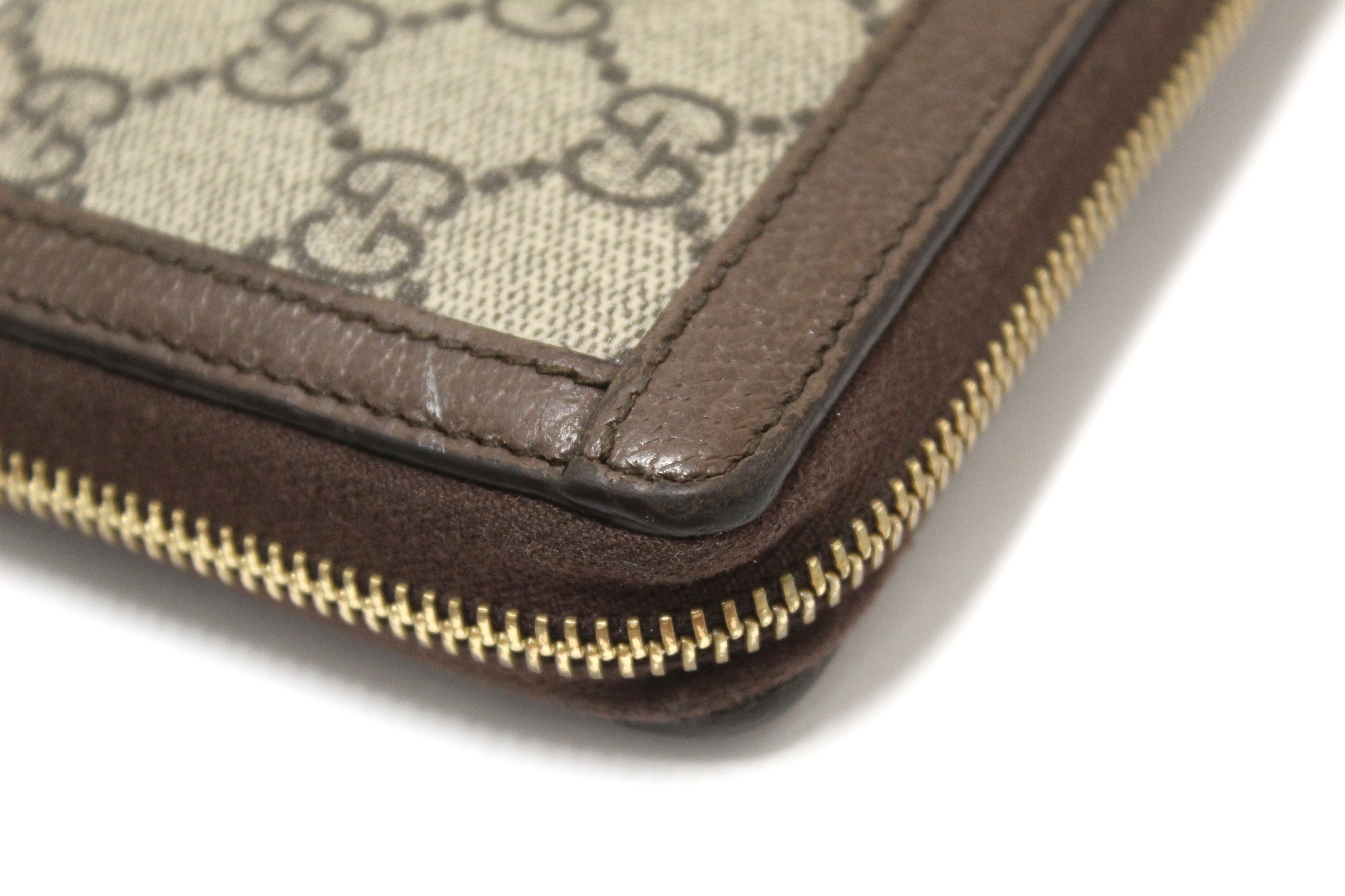 Authentic Gucci GG Supreme Ophidia Zip Around Wallet 523154