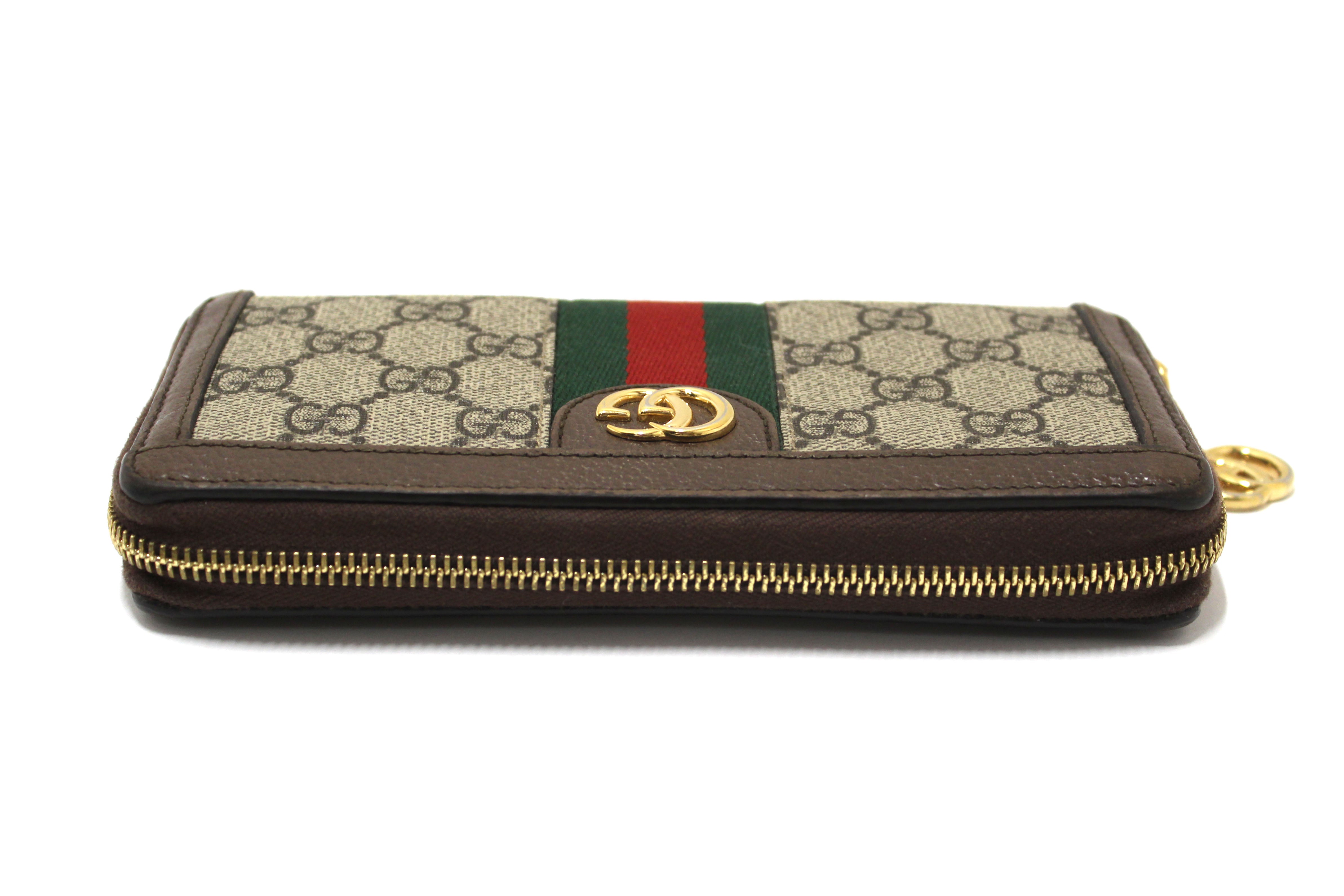 Authentic Gucci GG Supreme Ophidia Zip Around Wallet 523154