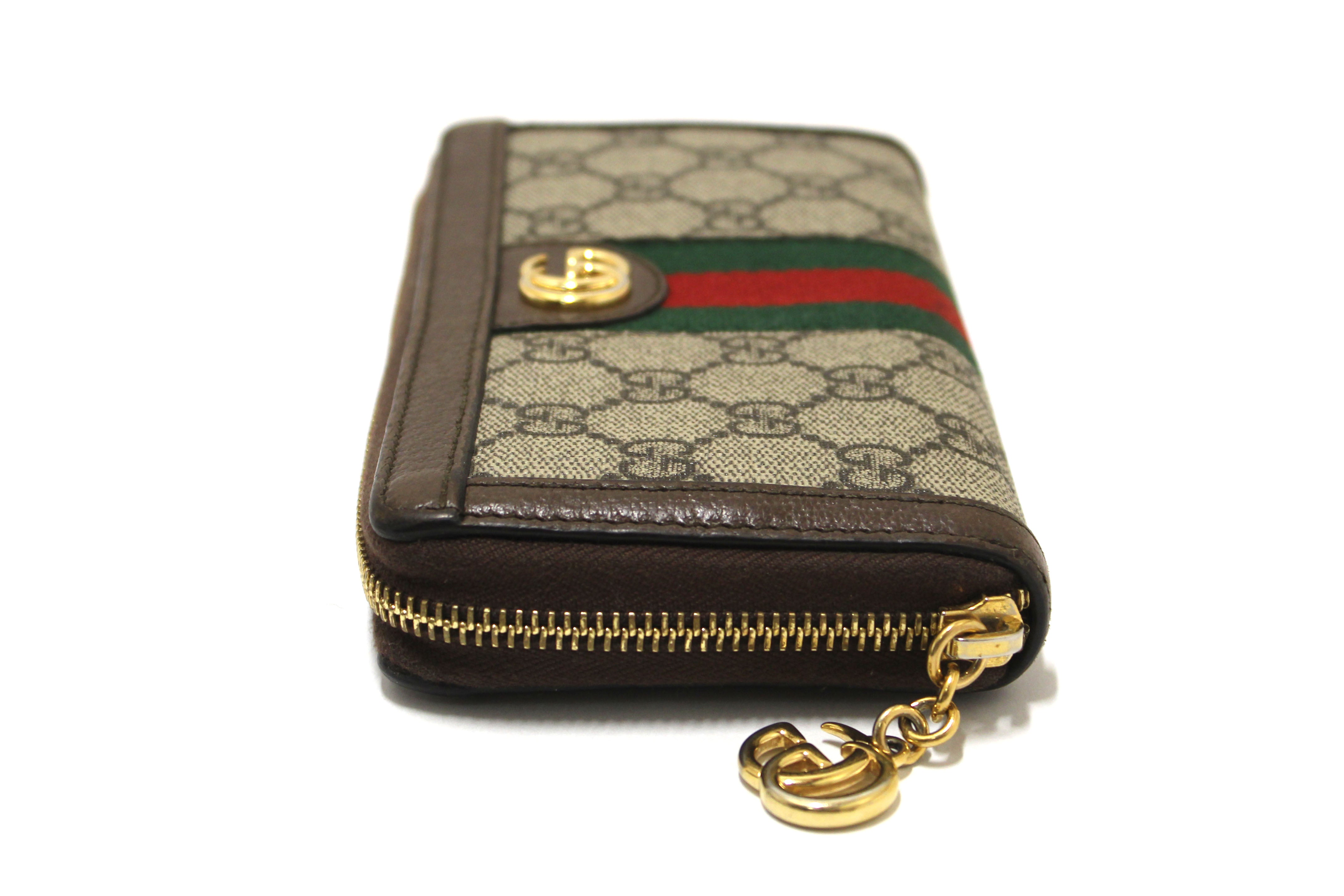 Authentic Gucci GG Supreme Ophidia Zip Around Wallet 523154