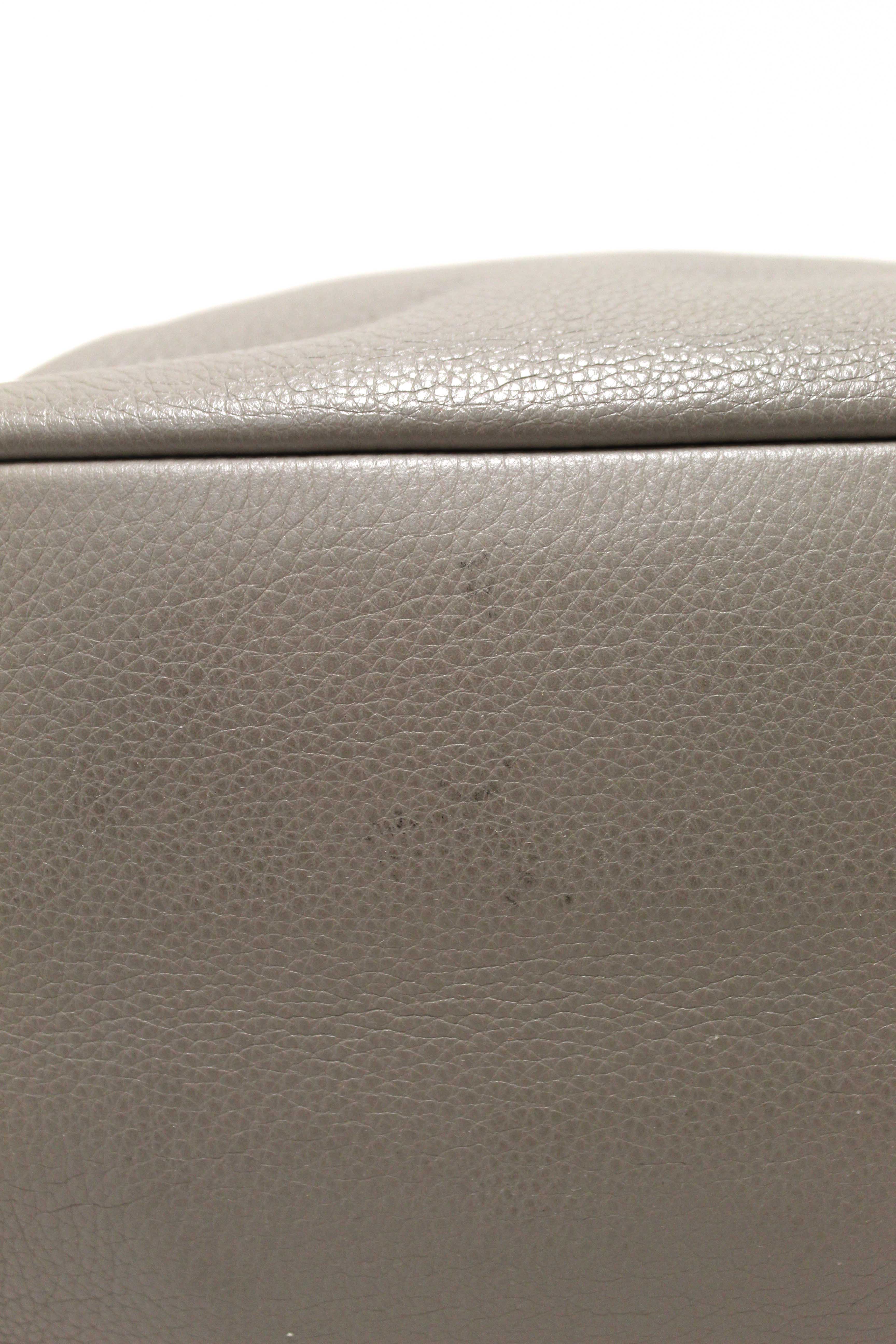 Authentic Prada Grey Vitello Daino Leather Double Top Handle Bag