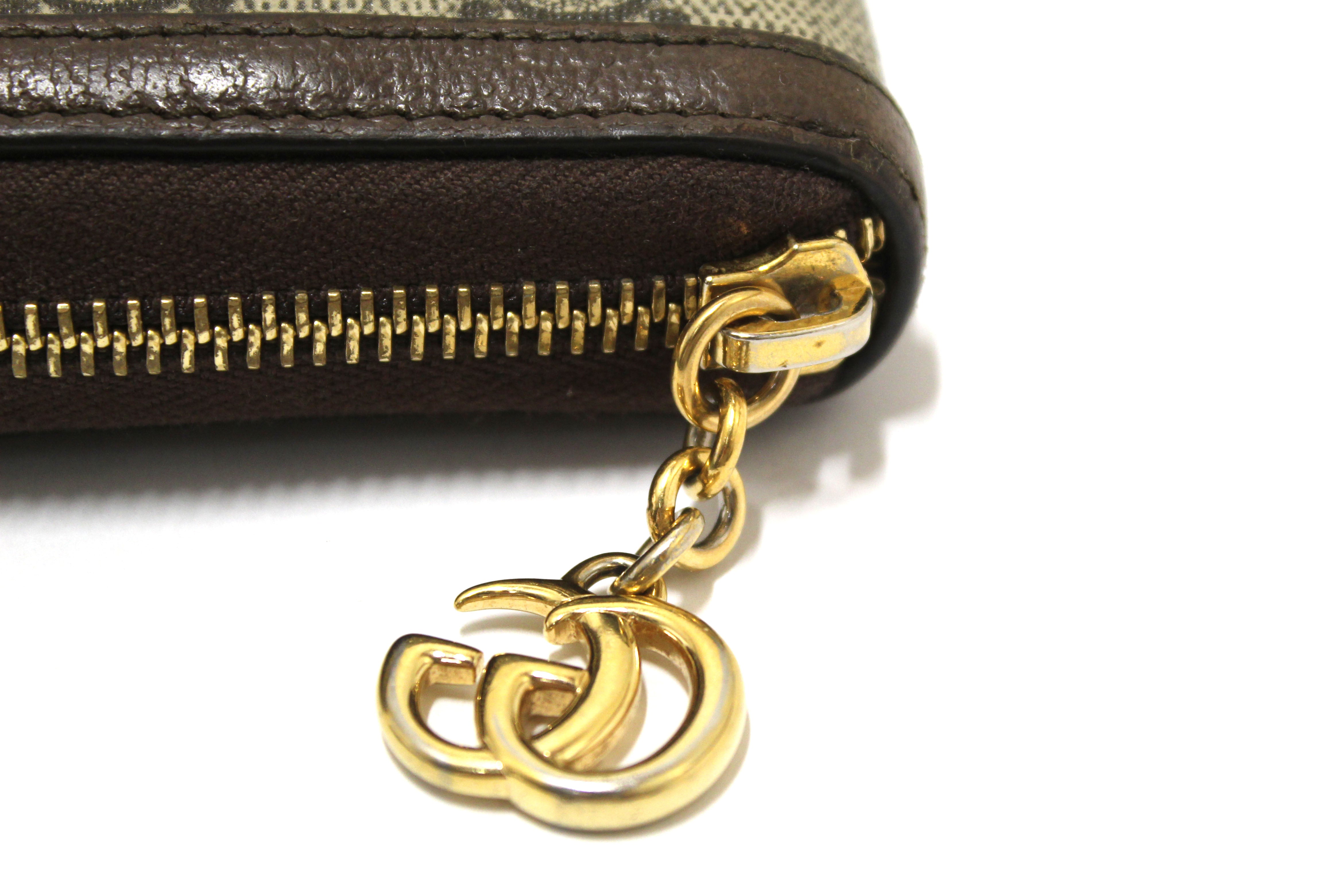 Authentic Gucci GG Supreme Ophidia Zip Around Wallet 523154