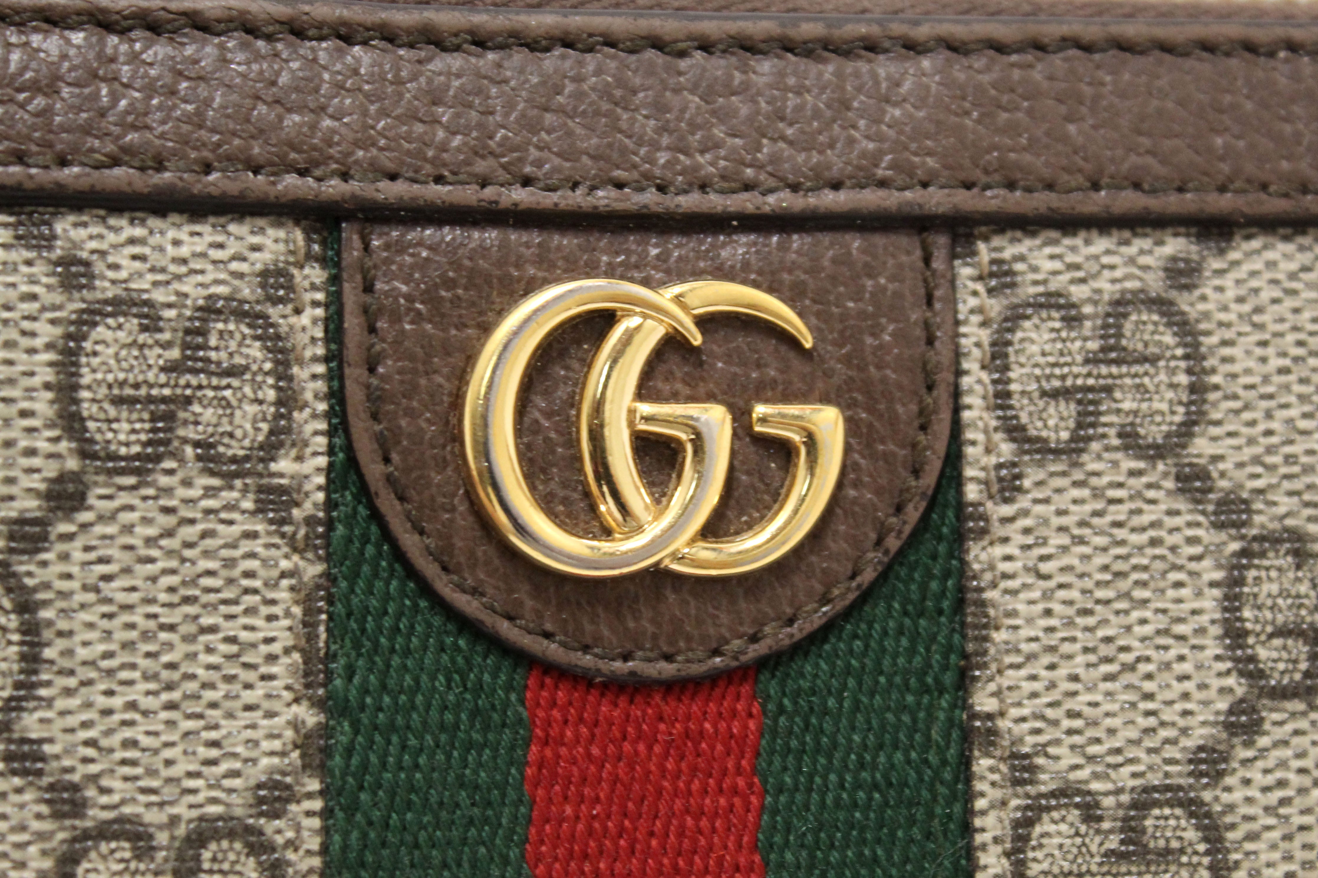 Authentic Gucci GG Supreme Ophidia Zip Around Wallet 523154