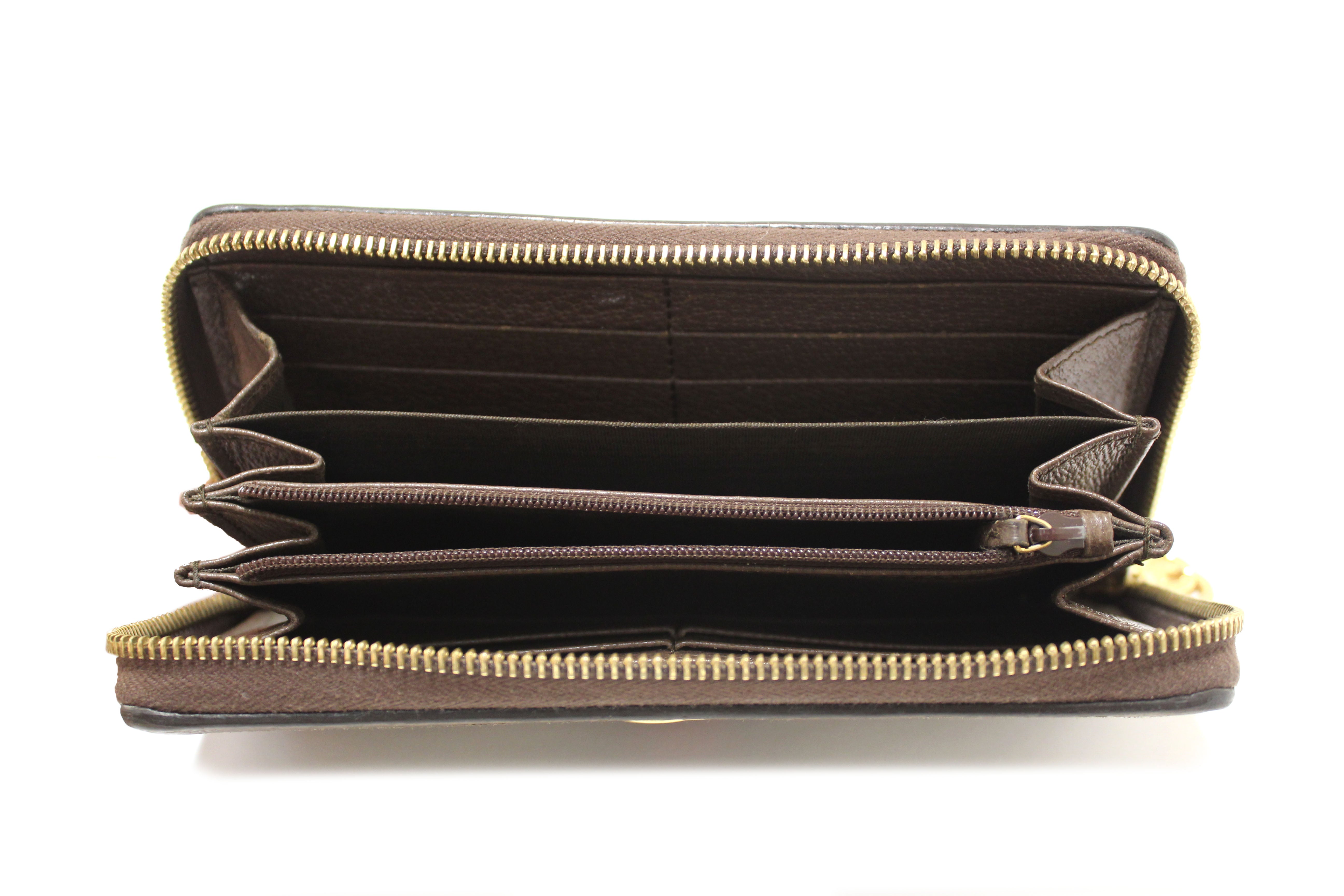 Authentic Gucci GG Supreme Ophidia Zip Around Wallet 523154