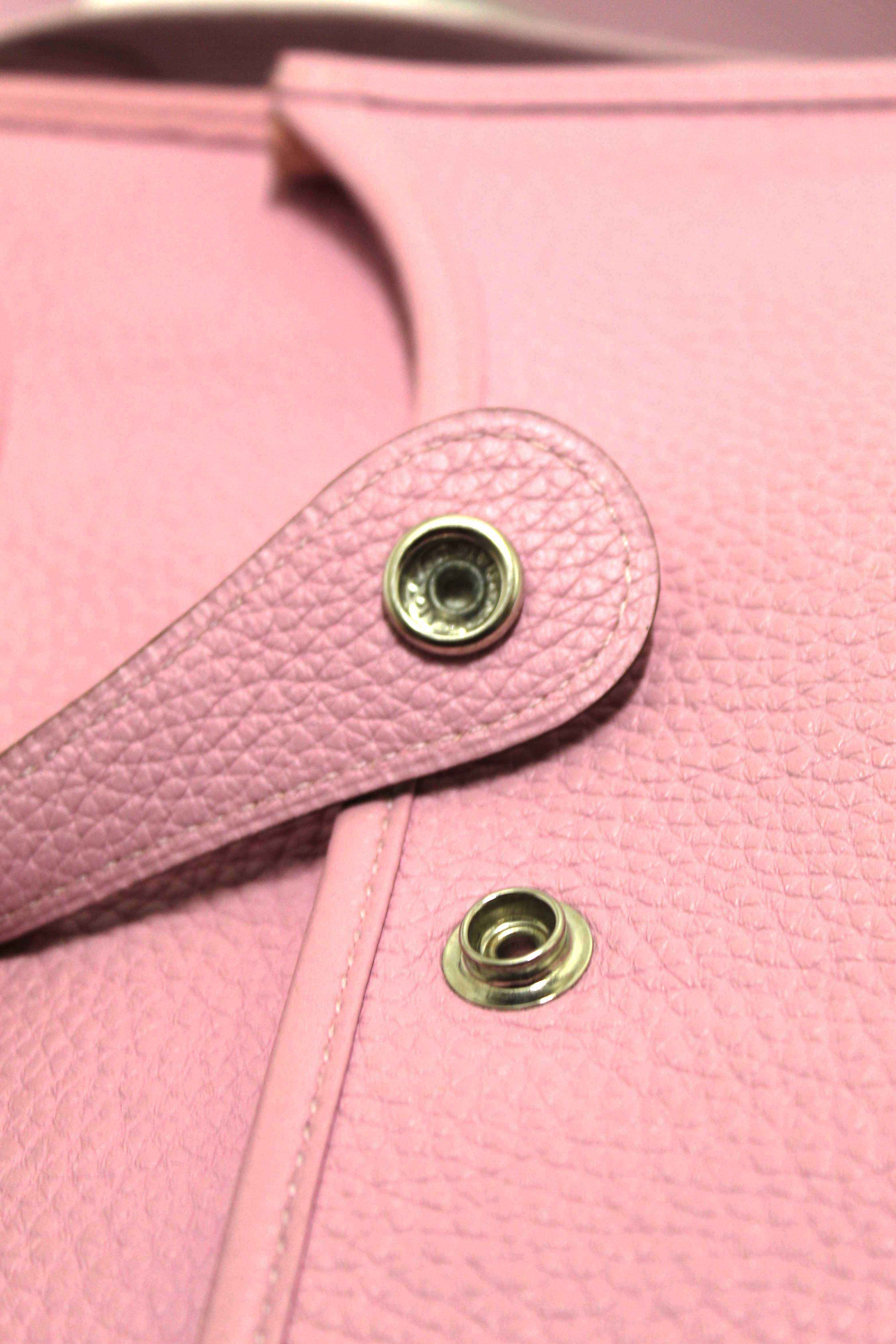 Authentic Hermes Pink Clemence Leather Evelyne III PM Messenger Bag