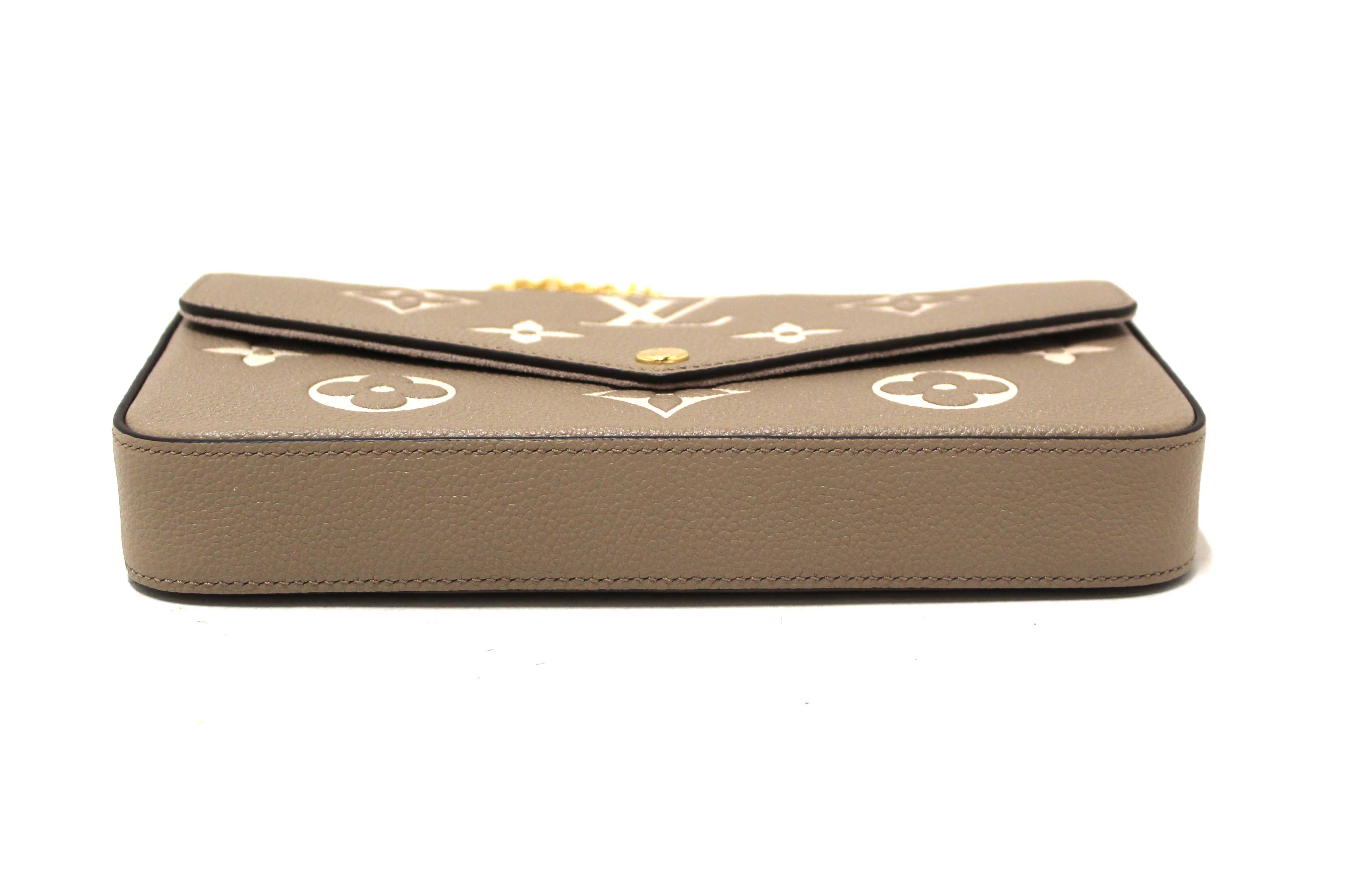 Authentic Louis Vuitton Cream/Dove Monogram Empreinte Felicie Pochette Bag