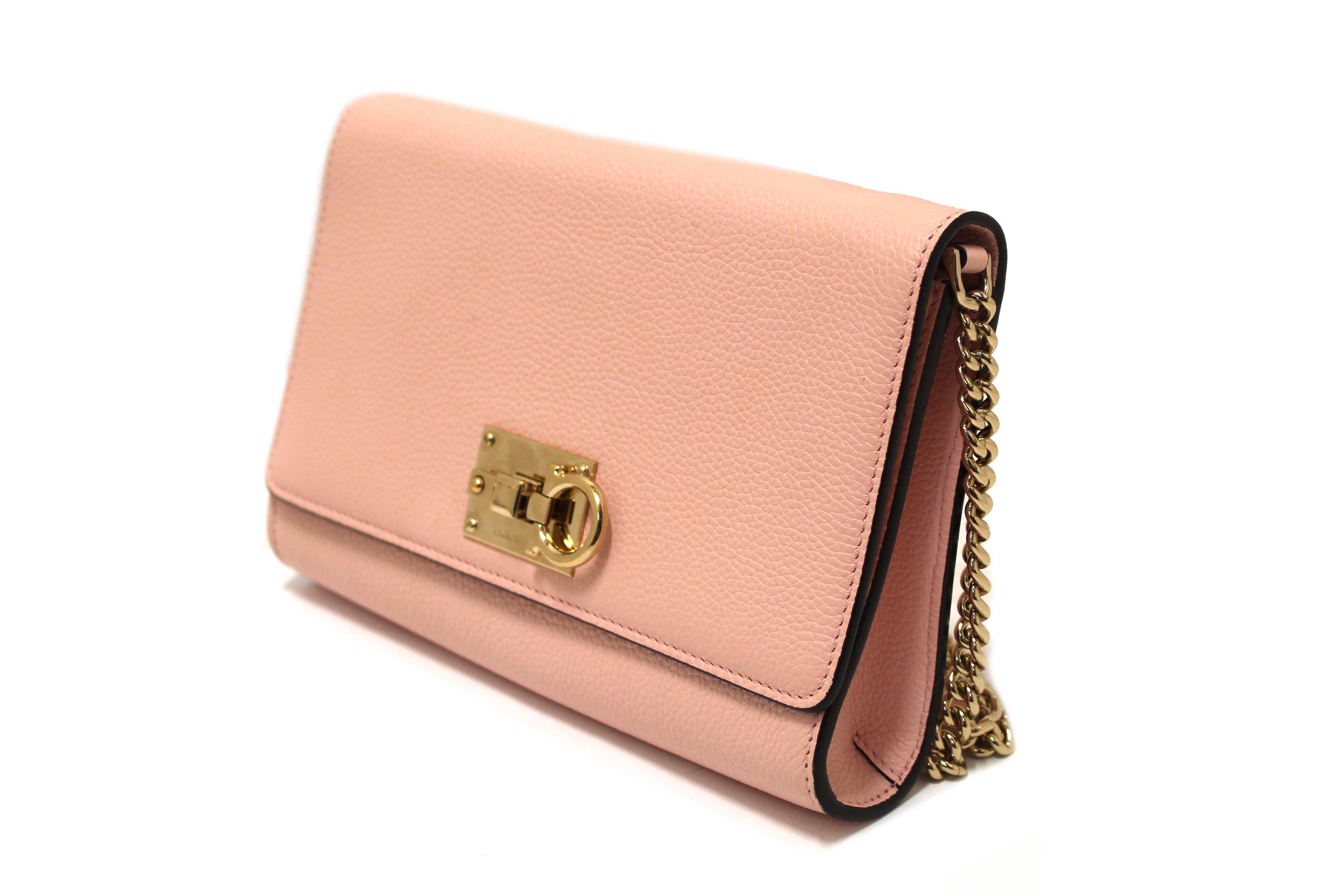 Authentic Salvatore Ferragamo Pink Leather Crossbody Bag