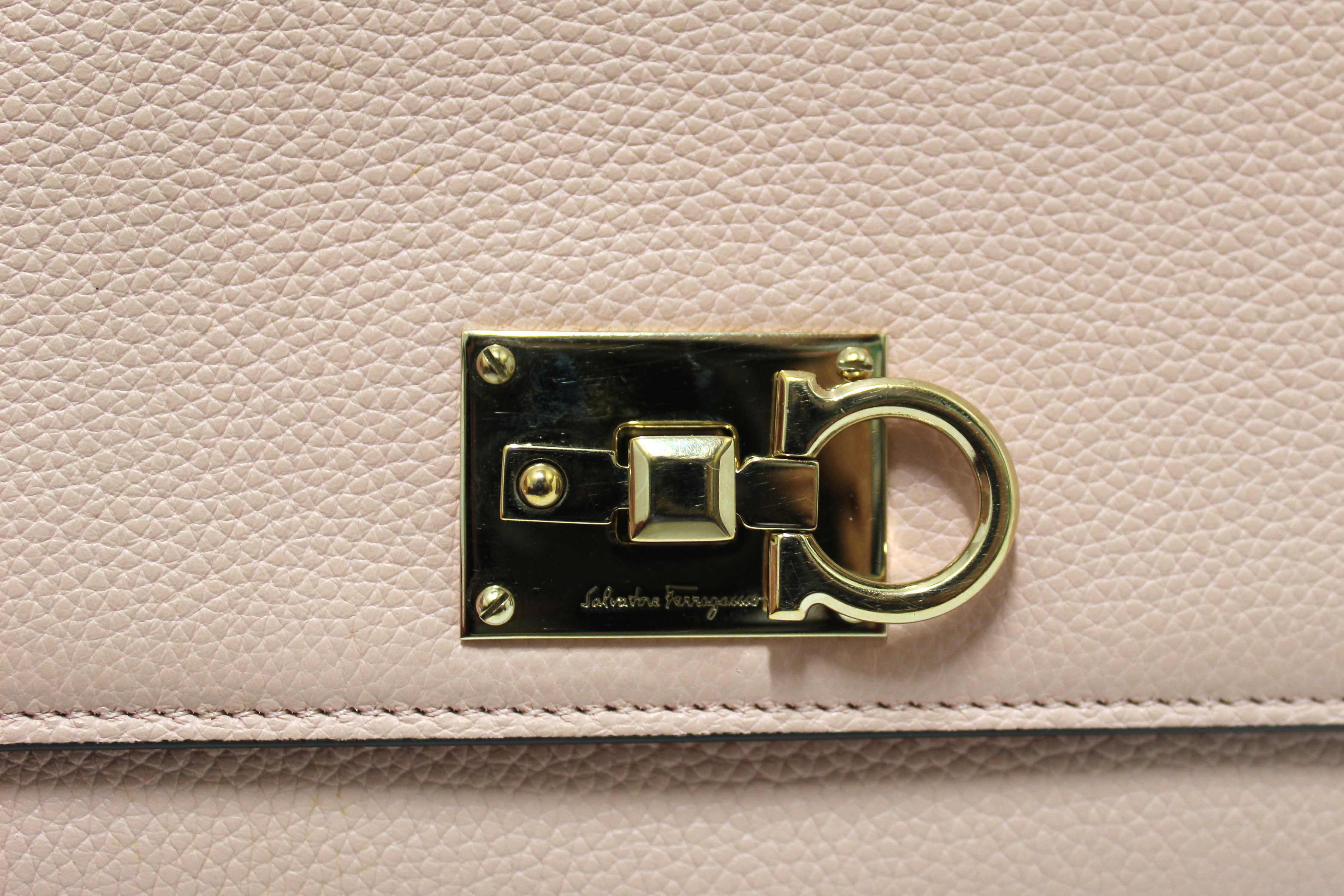 Authentic Salvatore Ferragamo Pink Leather Crossbody Bag