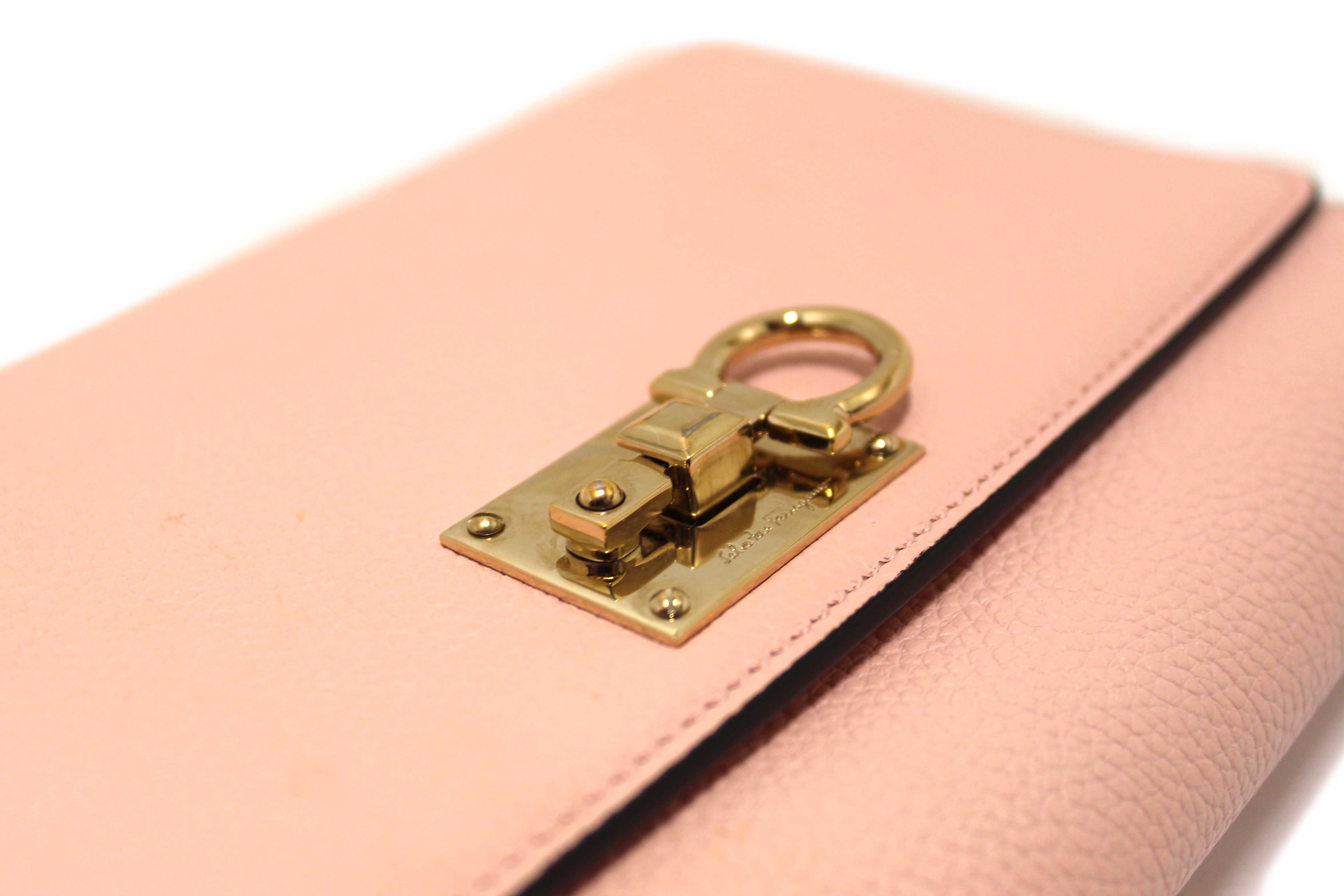 Authentic Salvatore Ferragamo Pink Leather Crossbody Bag